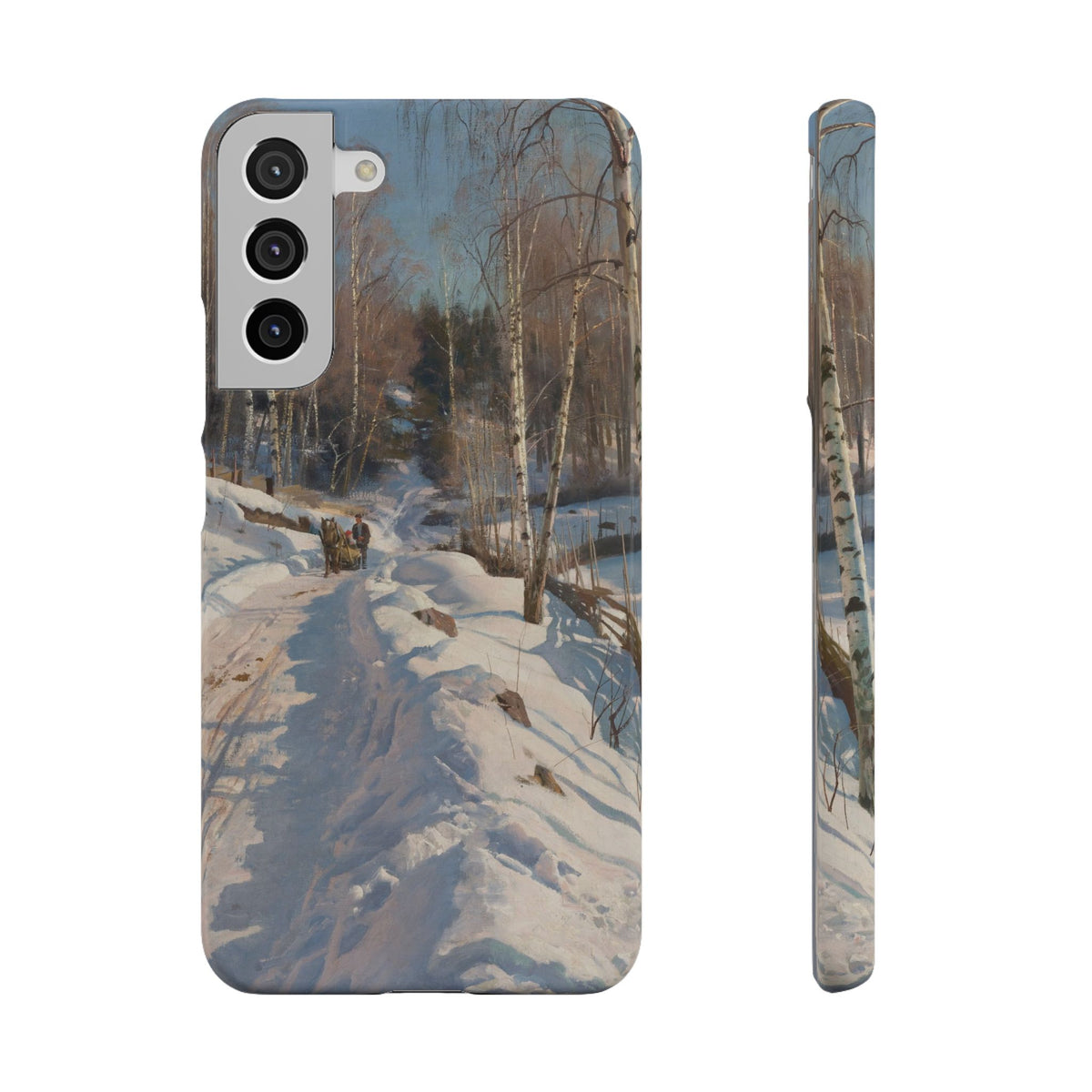 Sleigh ride on a sunny winter day by Peder Mork Monsted - Samsung Slim Case