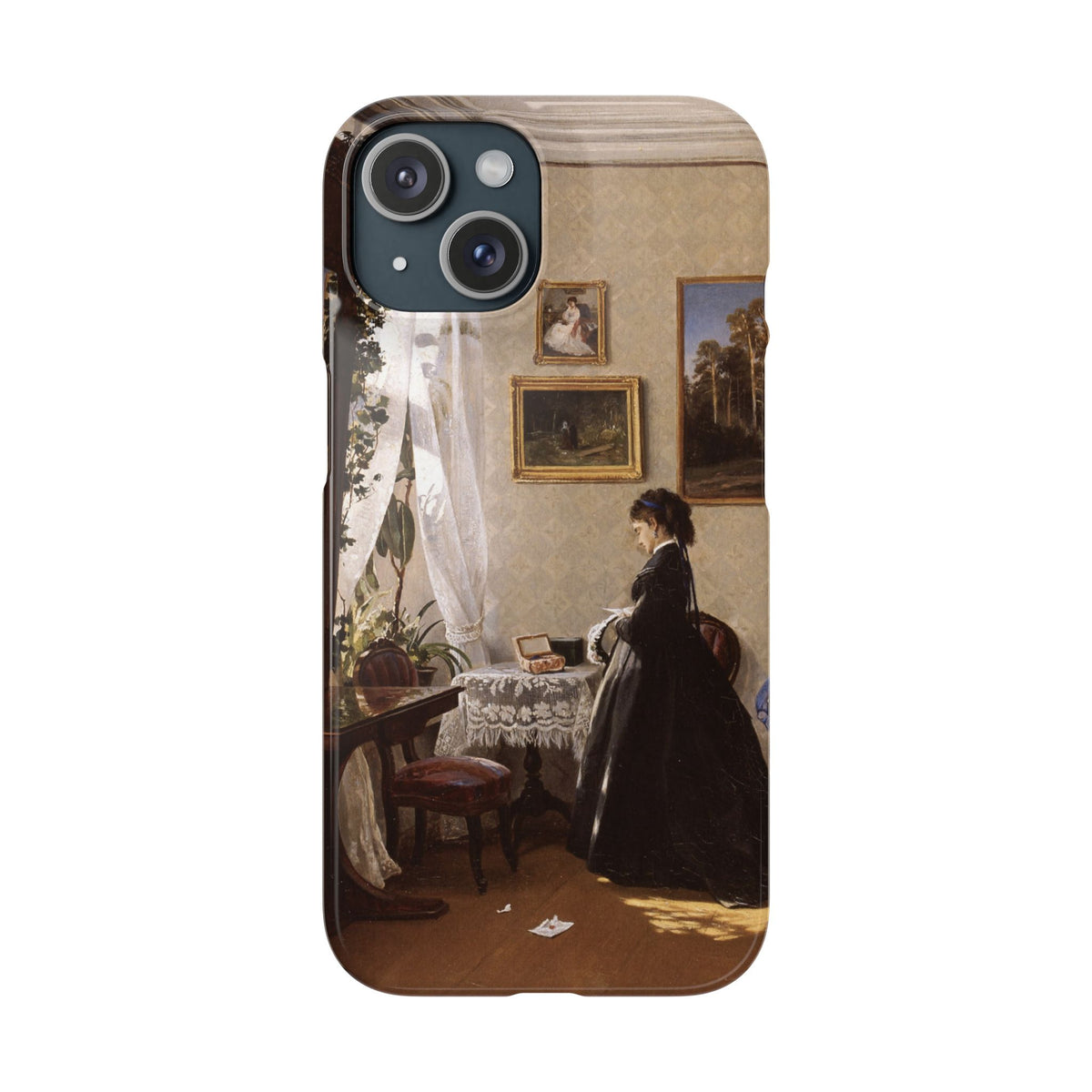 In front of the mirror by Ivan Ivanovich Shishkin - iPhone Slim Case