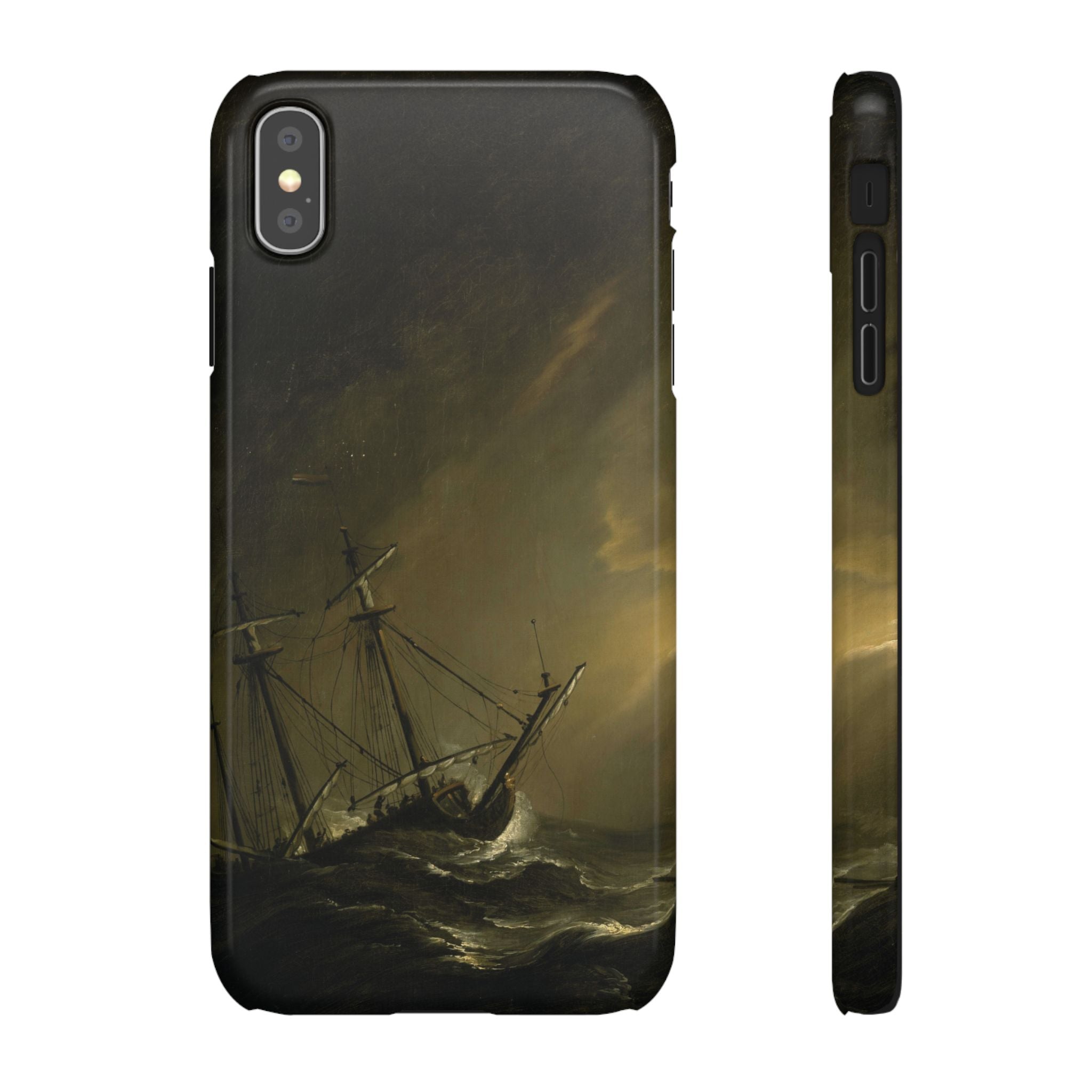 A Small Dutch Ship Riding out a Storm by Willem van de Velde - iPhone Slim Case