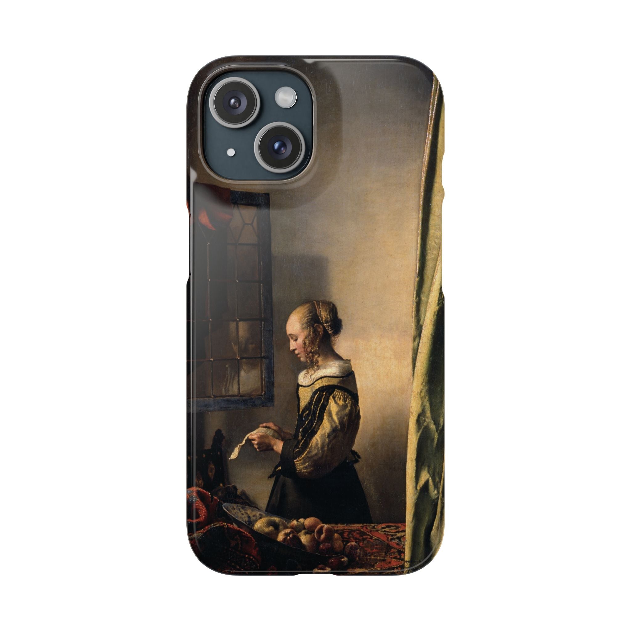 Girl Reading a Letter by an Open Window by Johannes Vermeer - iPhone Slim Case