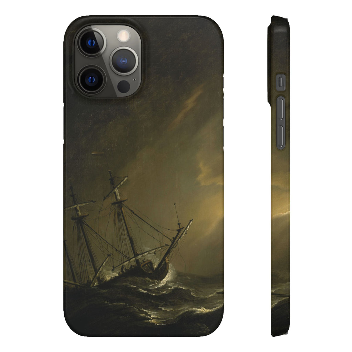 A Small Dutch Ship Riding out a Storm by Willem van de Velde - iPhone Slim Case