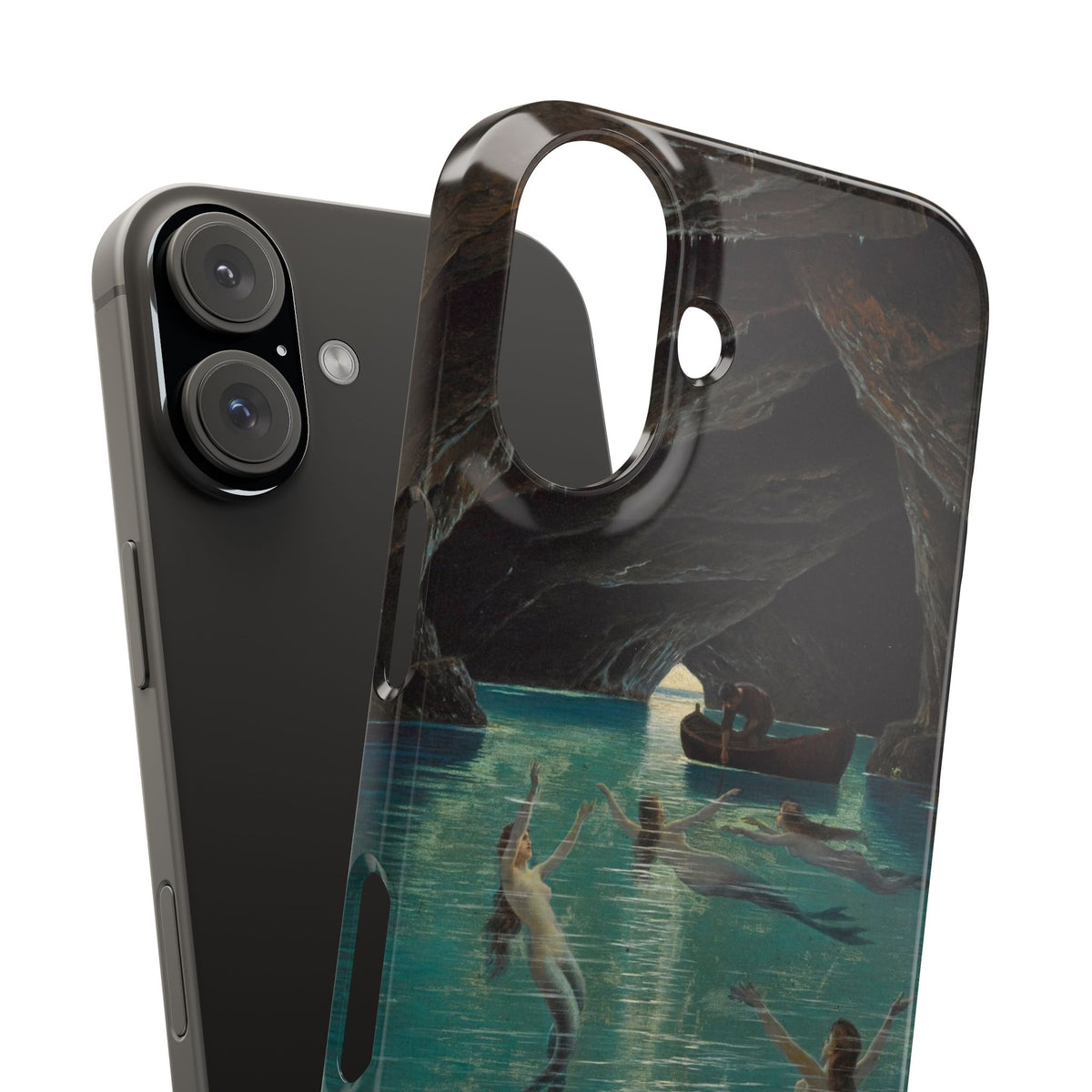 Pescatori e sirene nella Grotta Azzurra a Capri di Hermann Corrodi - Cover sottile per iPhone