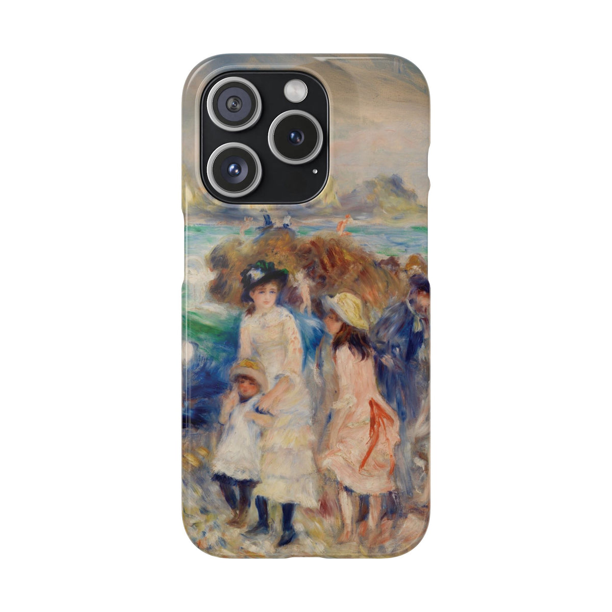 Children at the Beach at Guernsey by Pierre Auguste Renoir - iPhone Slim Case