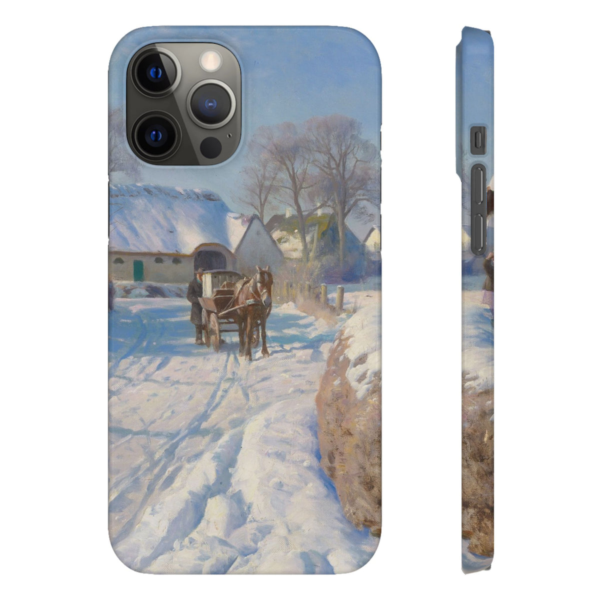 A village in the snow by Peder Mork Monsted - iPhone Slim Case