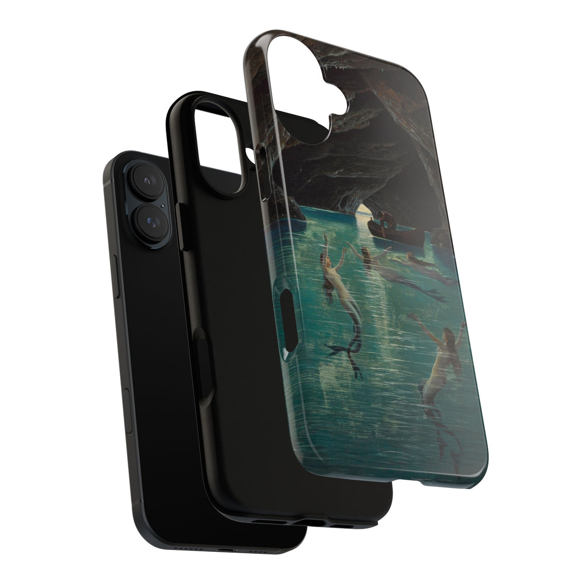 Pescatore e Sirene nella Grotta Azzurra a Capri di Hermann Corrodi - Cover iPhone Rinforzata