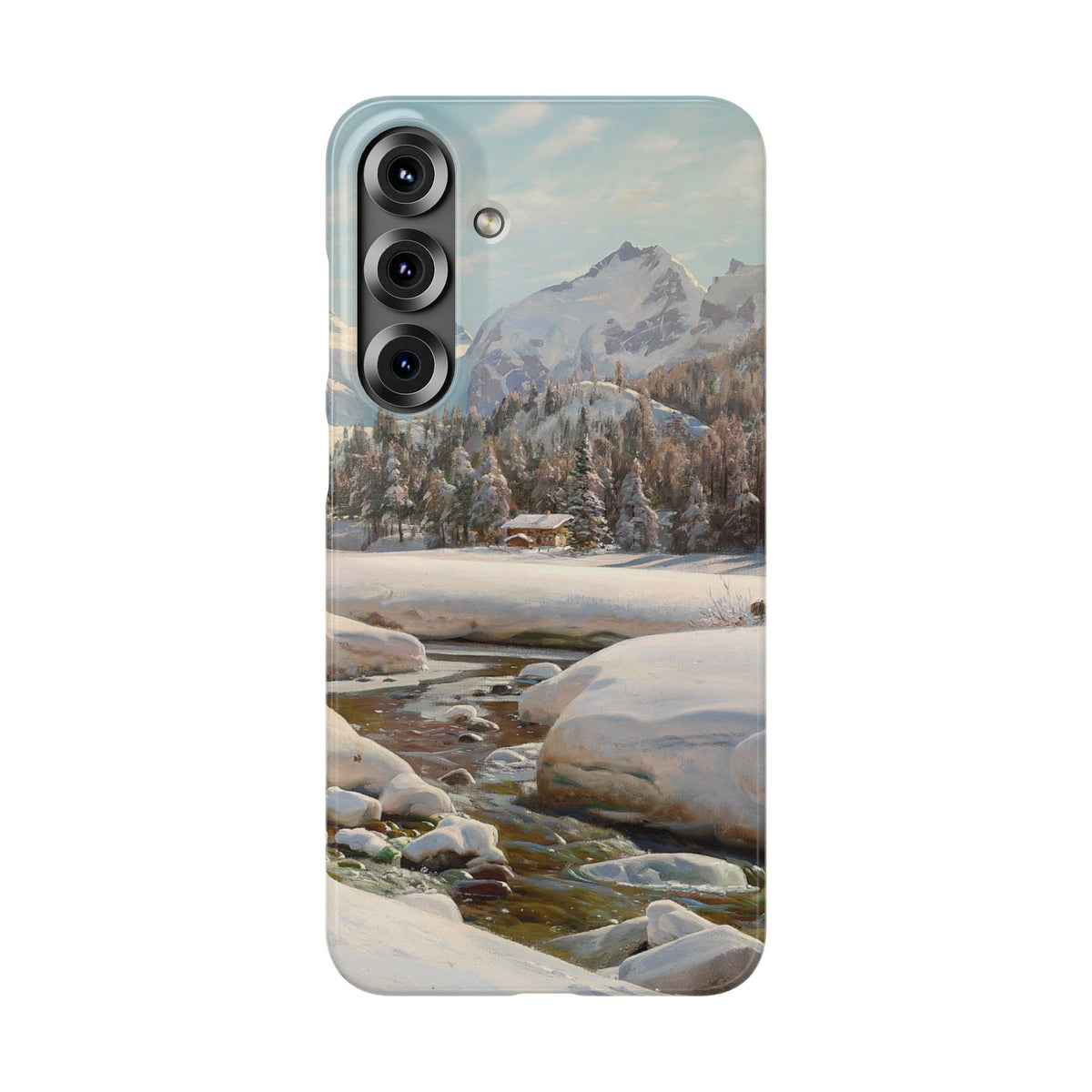 Winter landscape in Switzerland near Engadin by Peder Mork Monsted - Samsung Slim Case