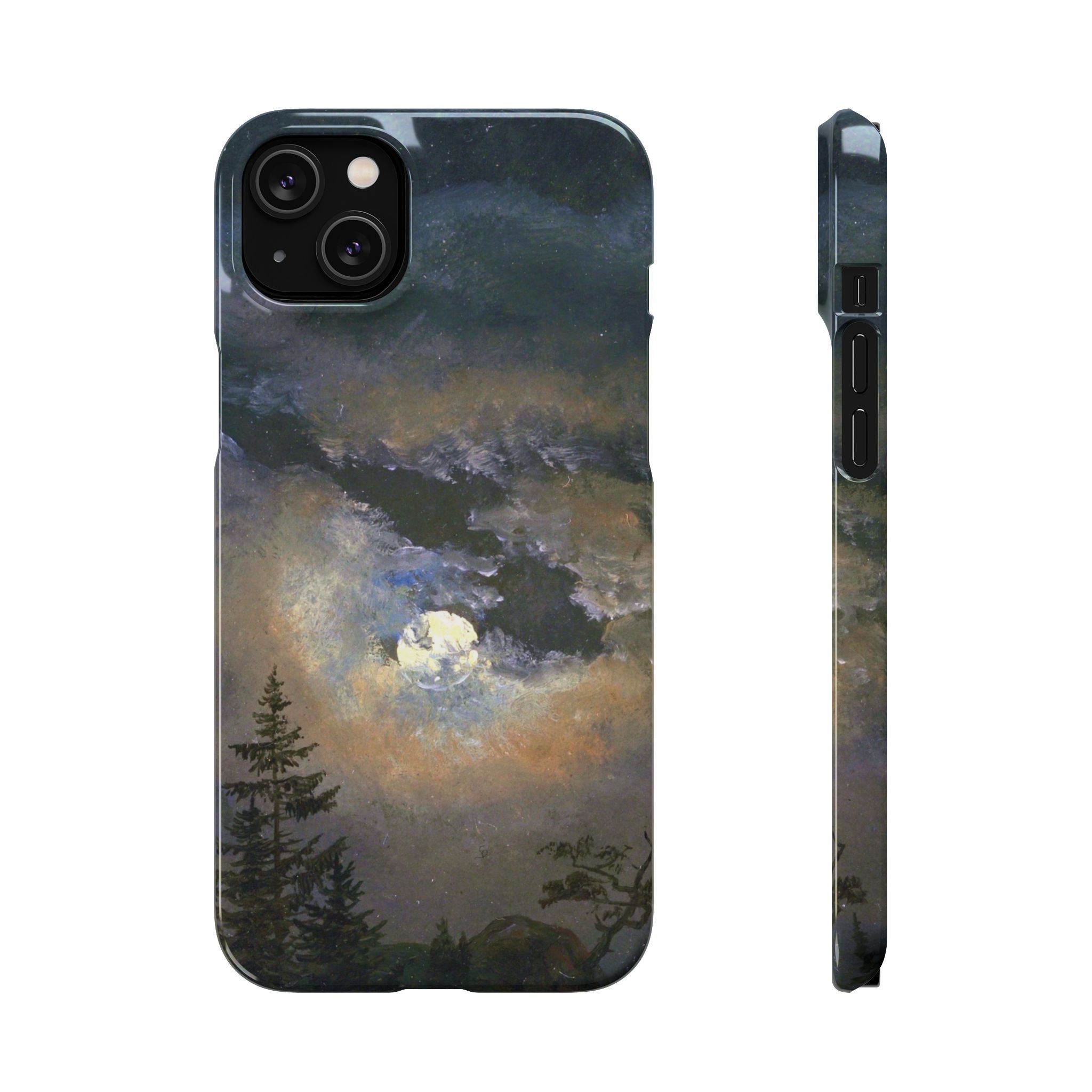 Study of a Cloud and Landscape by Moonlight by Johan Dahl - iPhone Slim Case