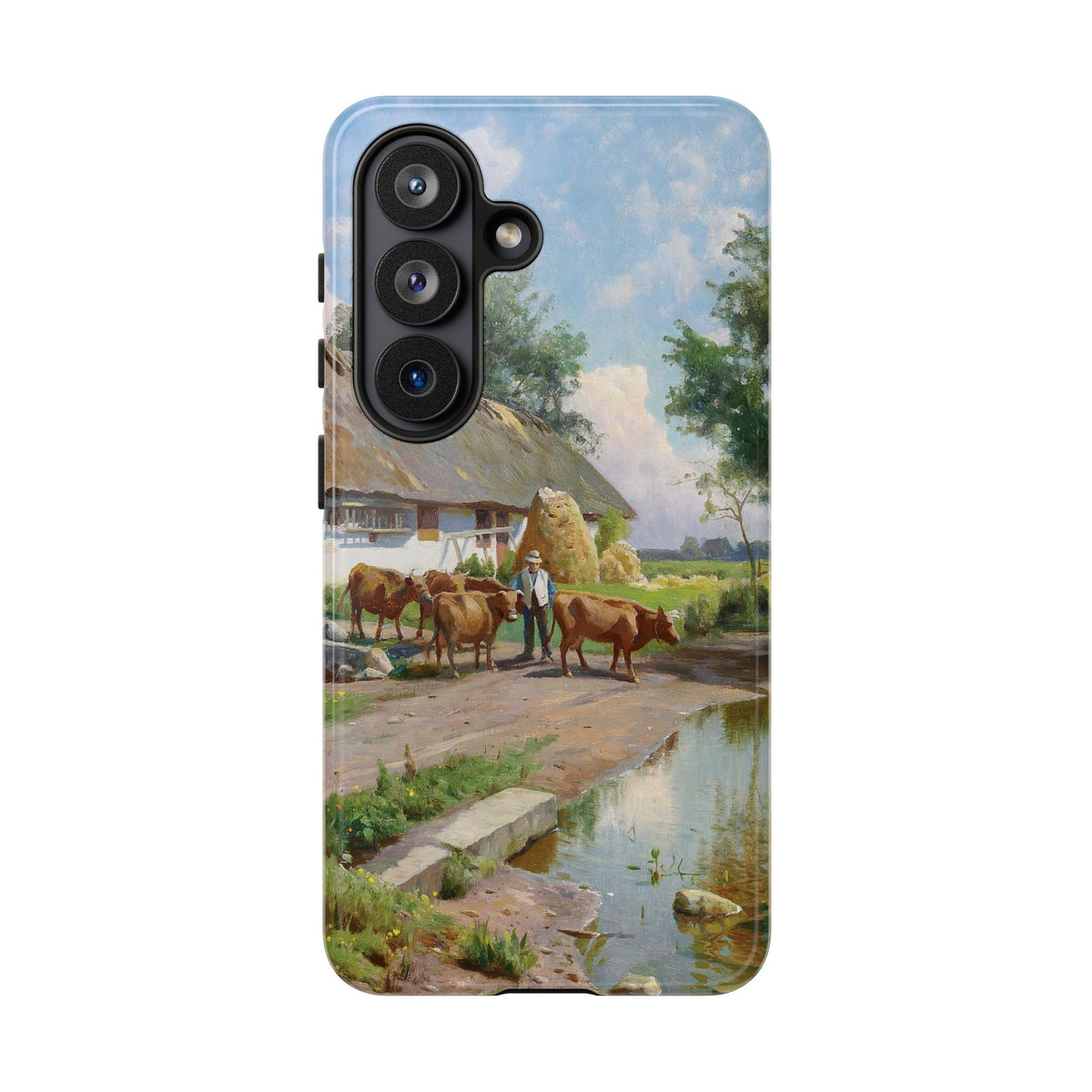 The cows are watered at the village pond in Stroby Egede Denmark by Peder Mork Monsted - Samsung Tough Case