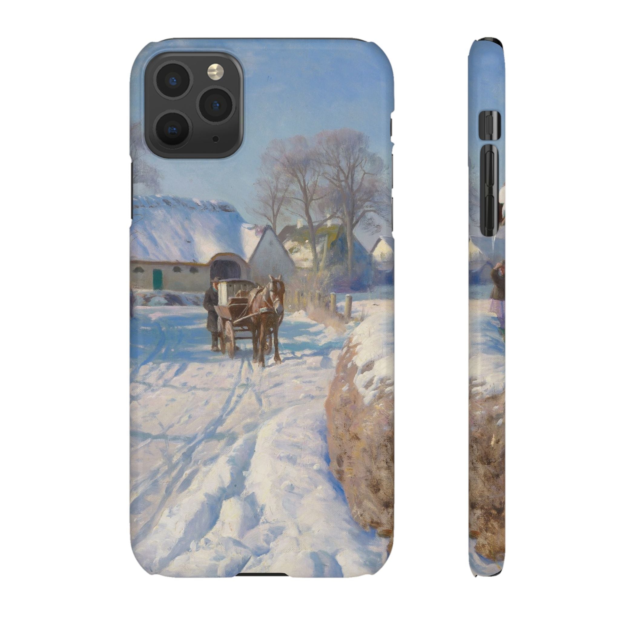 A village in the snow by Peder Mork Monsted - iPhone Slim Case