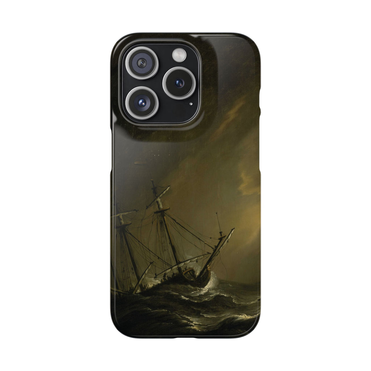 A Small Dutch Ship Riding out a Storm by Willem van de Velde - iPhone Slim Case