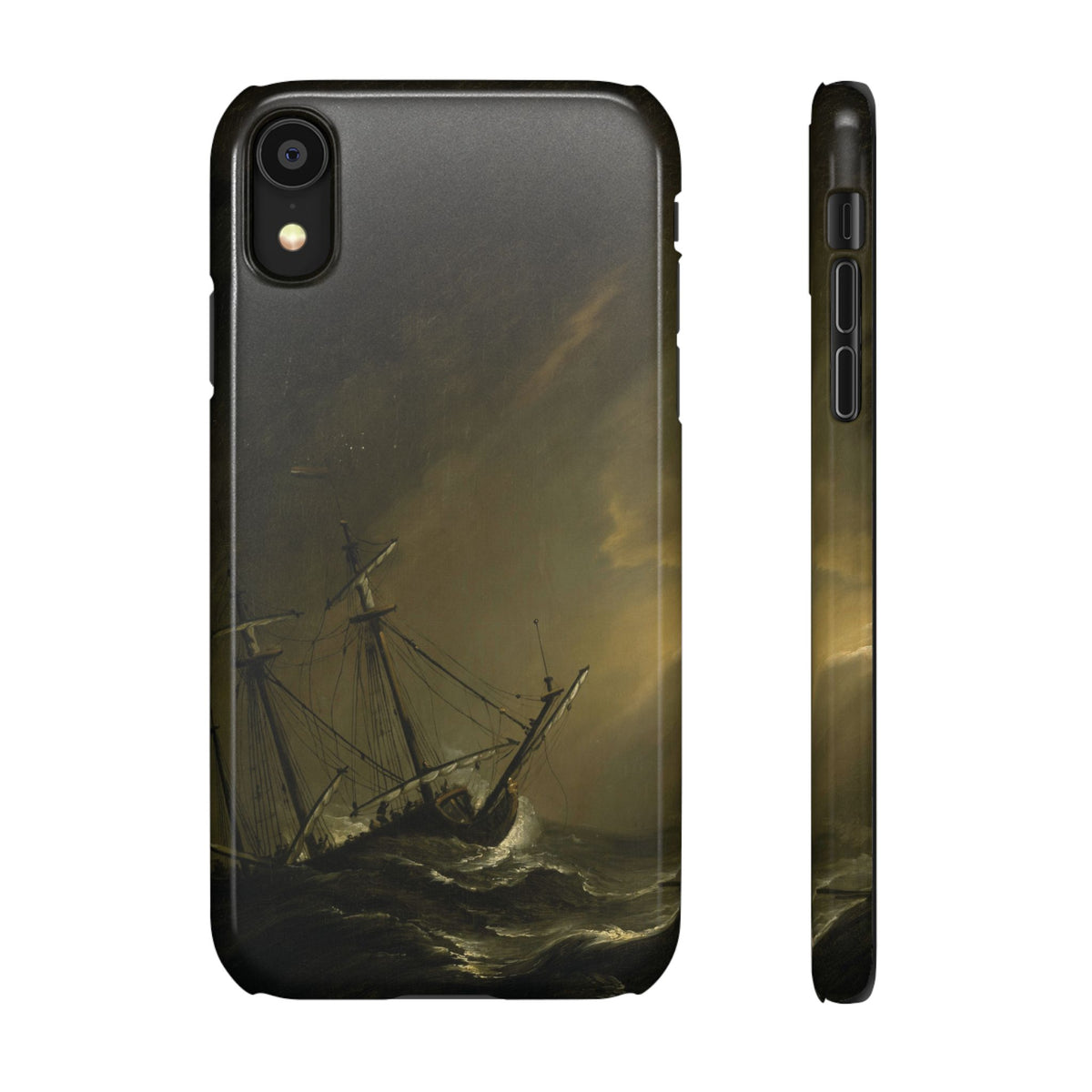 A Small Dutch Ship Riding out a Storm by Willem van de Velde - iPhone Slim Case