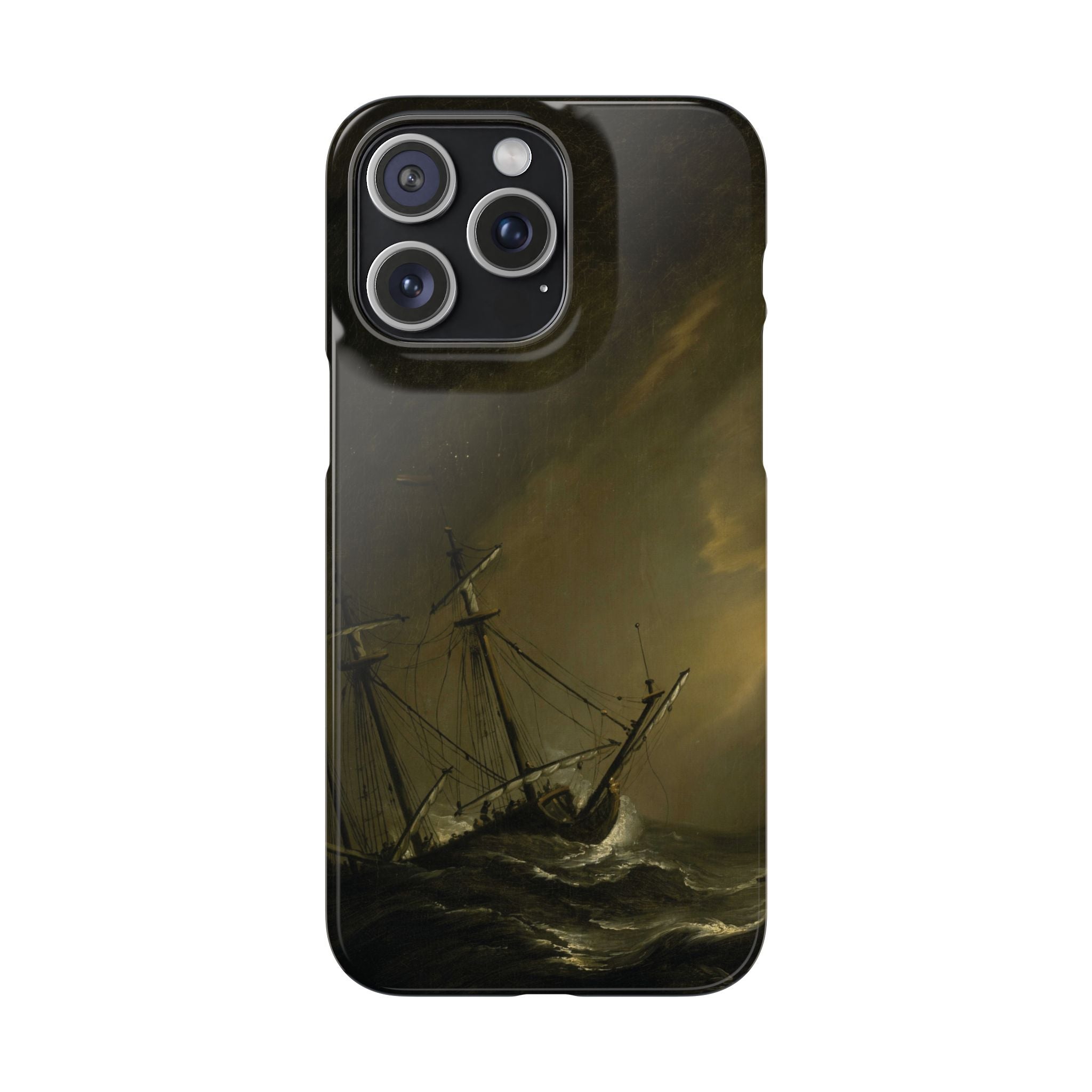A Small Dutch Ship Riding out a Storm by Willem van de Velde - iPhone Slim Case