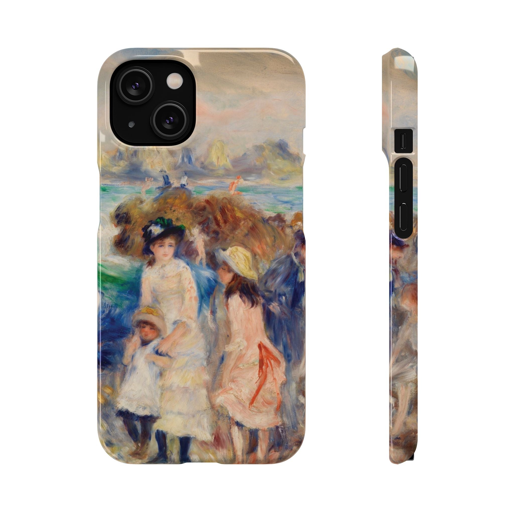 Children at the Beach at Guernsey by Pierre Auguste Renoir - iPhone Slim Case