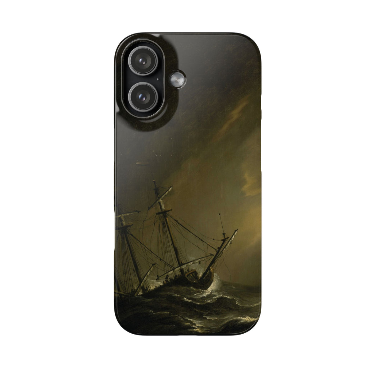 A Small Dutch Ship Riding out a Storm by Willem van de Velde - iPhone Slim Case