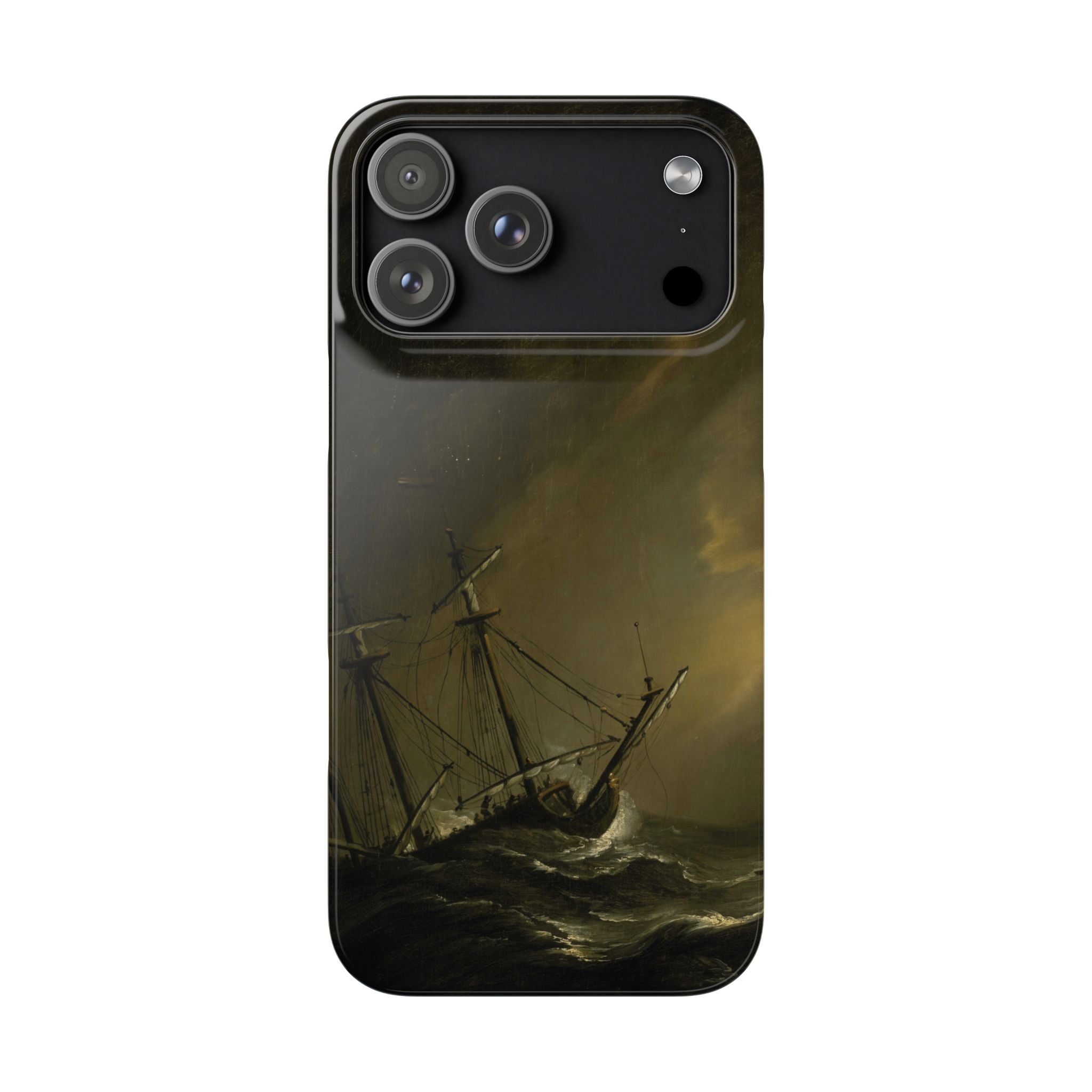 A Small Dutch Ship Riding out a Storm by Willem van de Velde - iPhone Slim Case