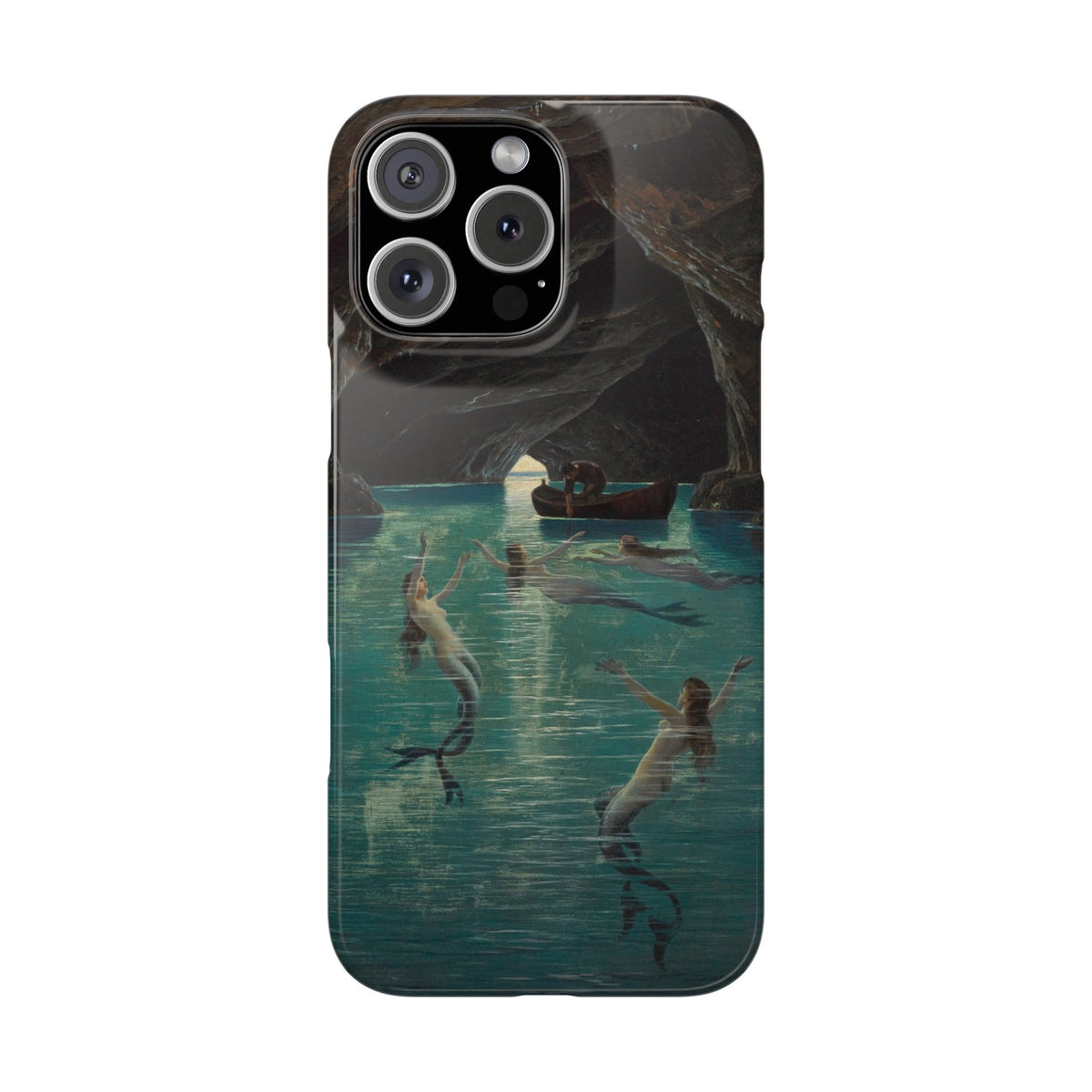 Fisherman and Mermaids in the Blue Grotto on Capri by Hermann Corrodi - iPhone Slim Case