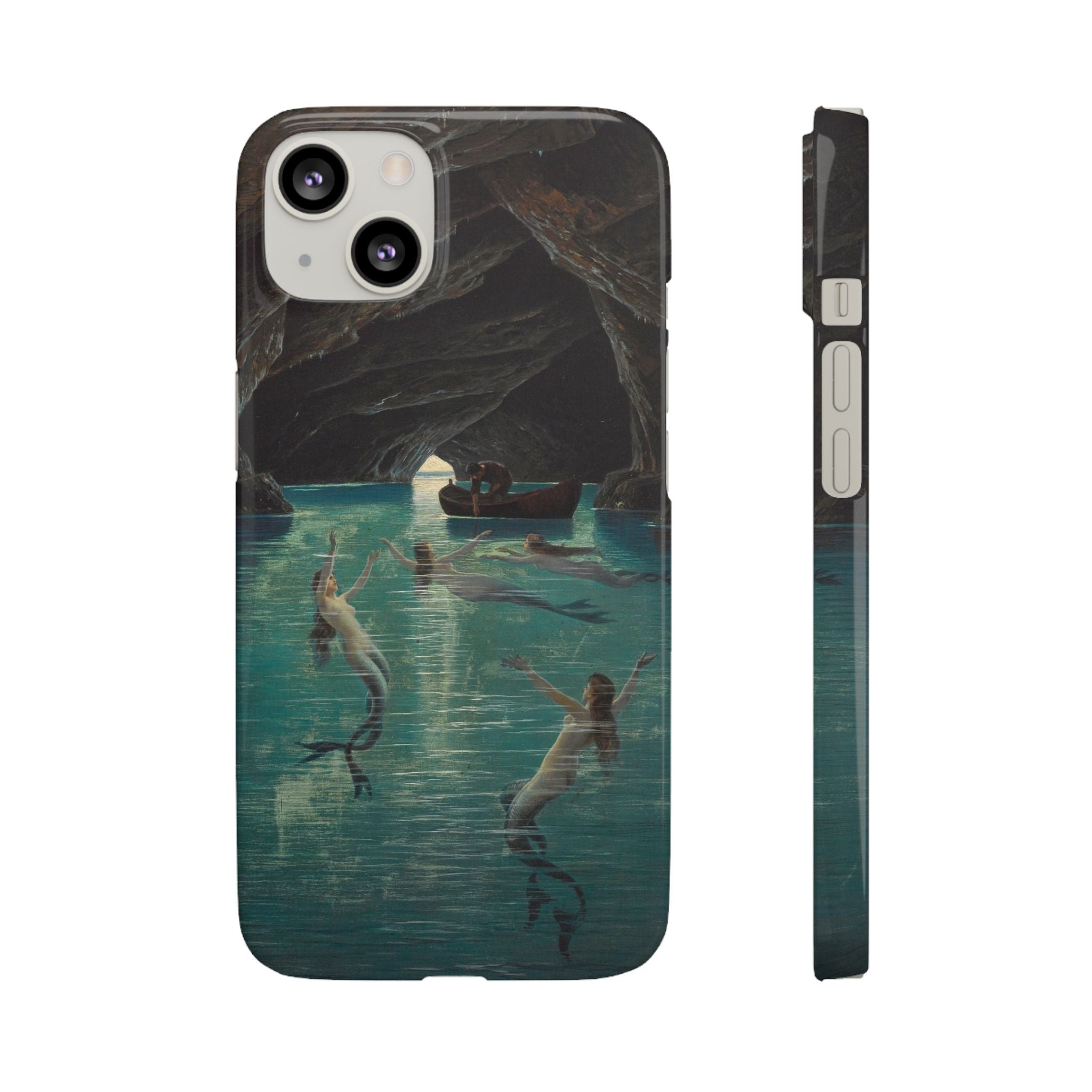 Fisherman and Mermaids in the Blue Grotto on Capri by Hermann Corrodi - iPhone Slim Case