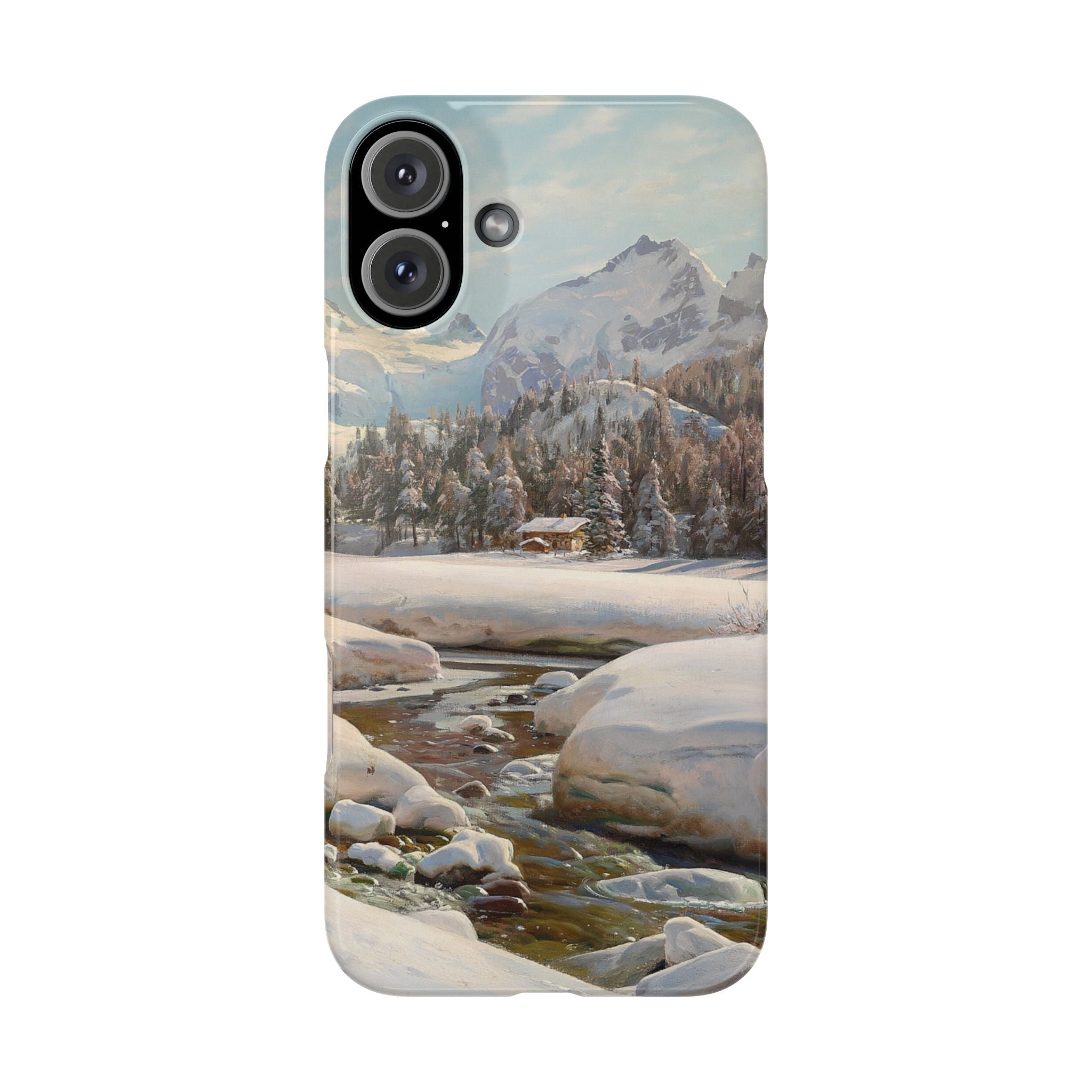 Winter landscape in Switzerland near Engadin by Peder Mork Monsted - iPhone Slim Case