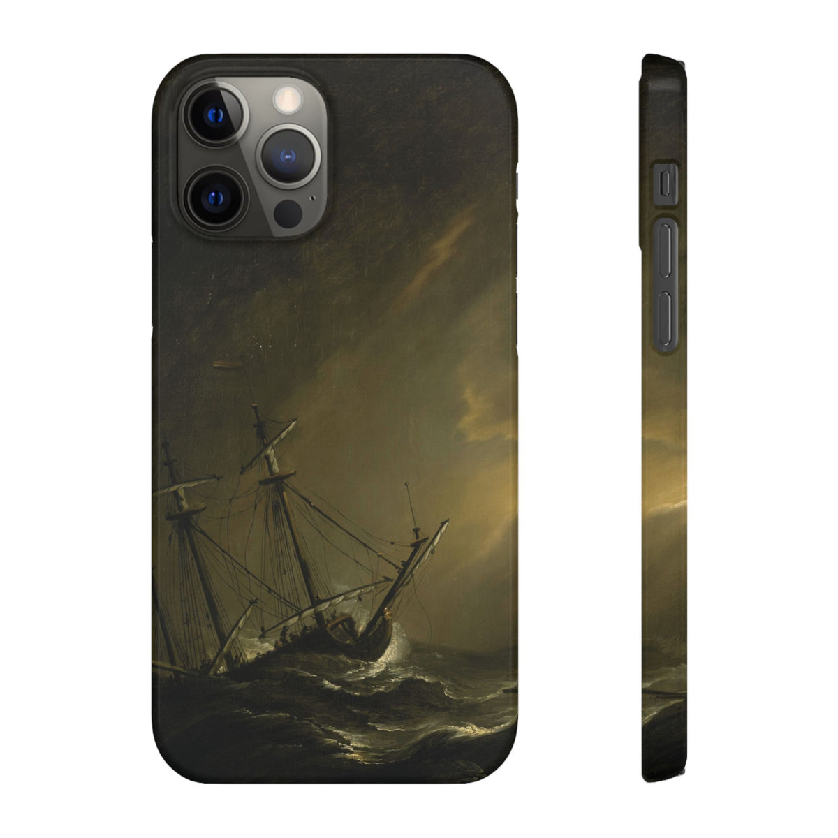 A Small Dutch Ship Riding out a Storm by Willem van de Velde - iPhone Slim Case