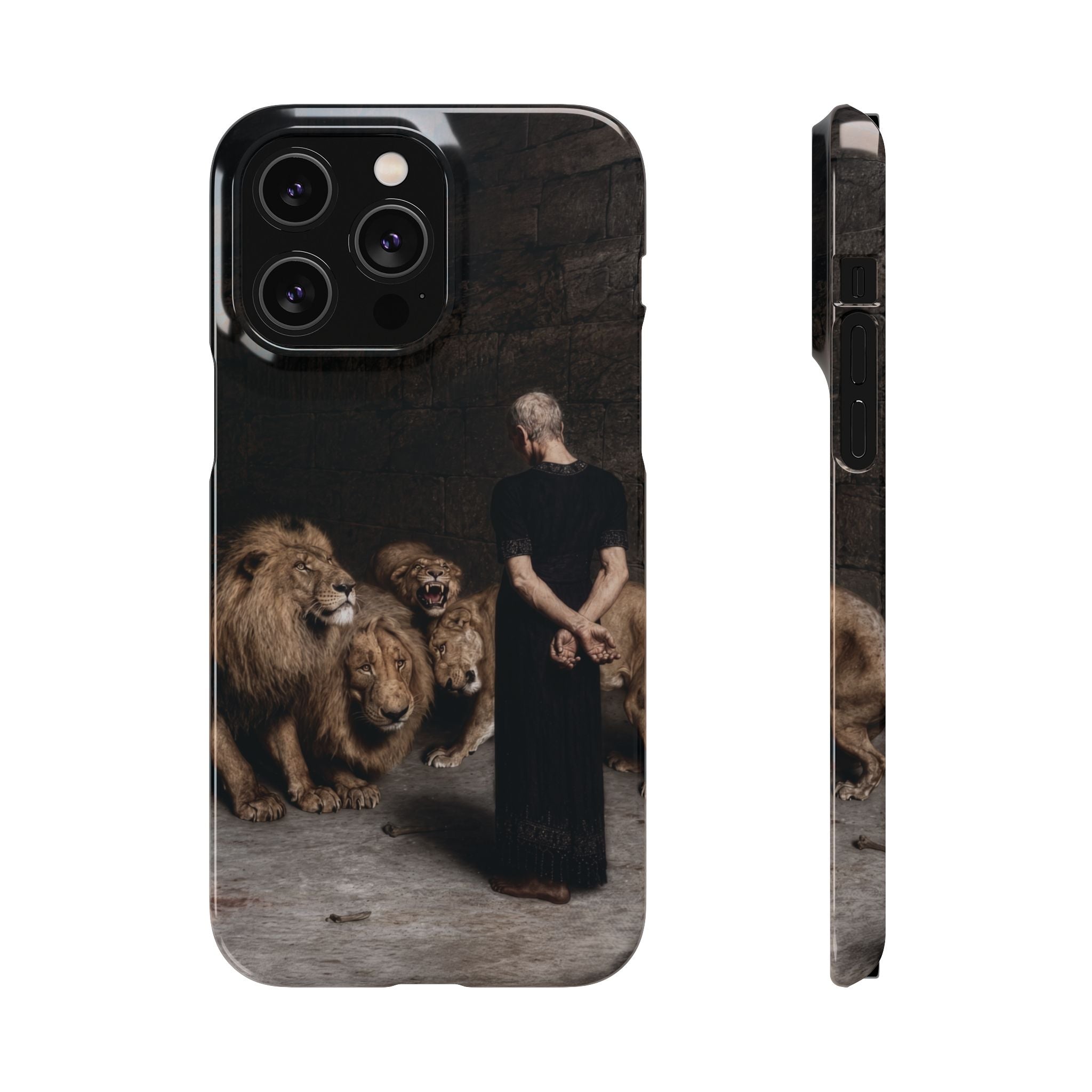Daniel in the Lion's Den by Briton Riviere - iPhone Slim Case