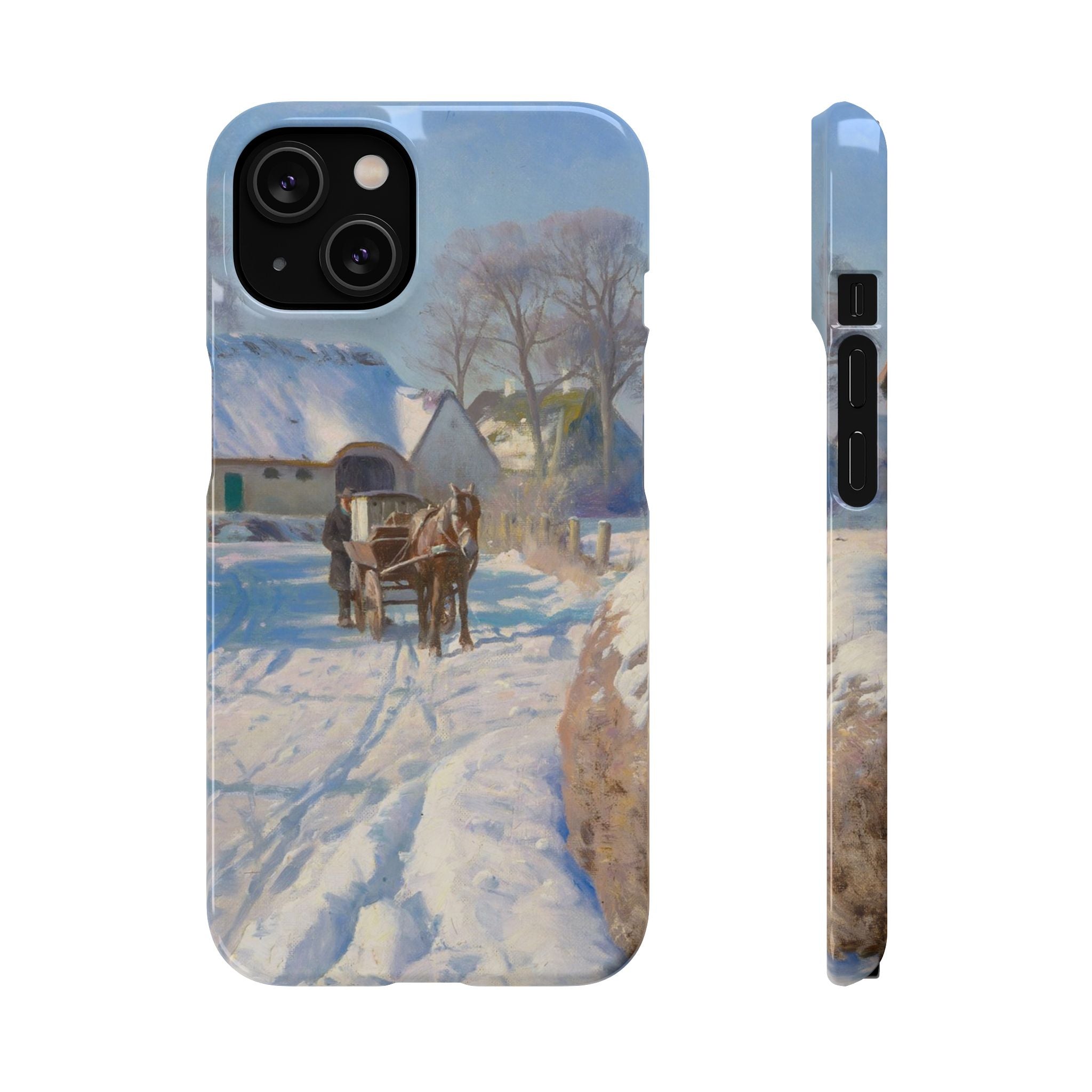 A village in the snow by Peder Mork Monsted - iPhone Slim Case