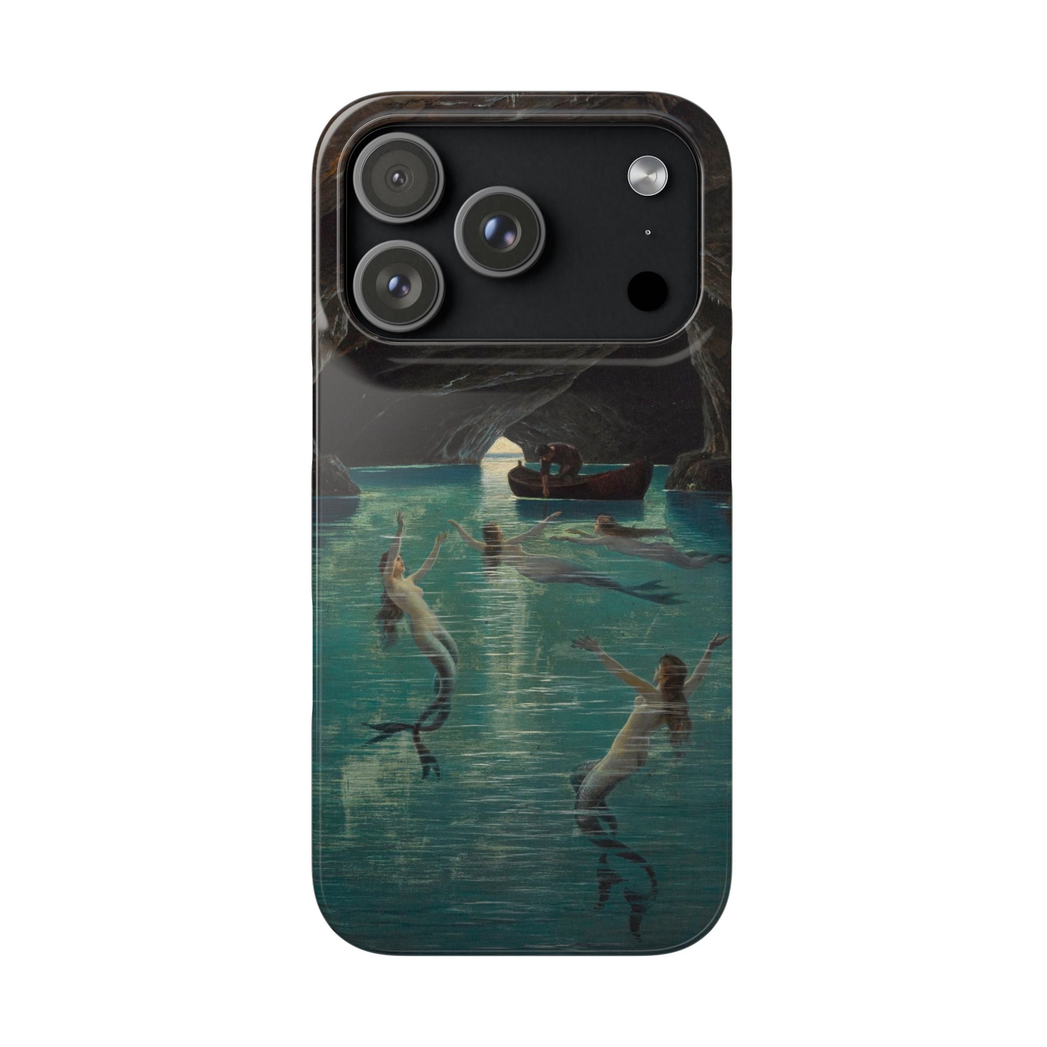 Fisherman and Mermaids in the Blue Grotto on Capri by Hermann Corrodi - iPhone Slim Case