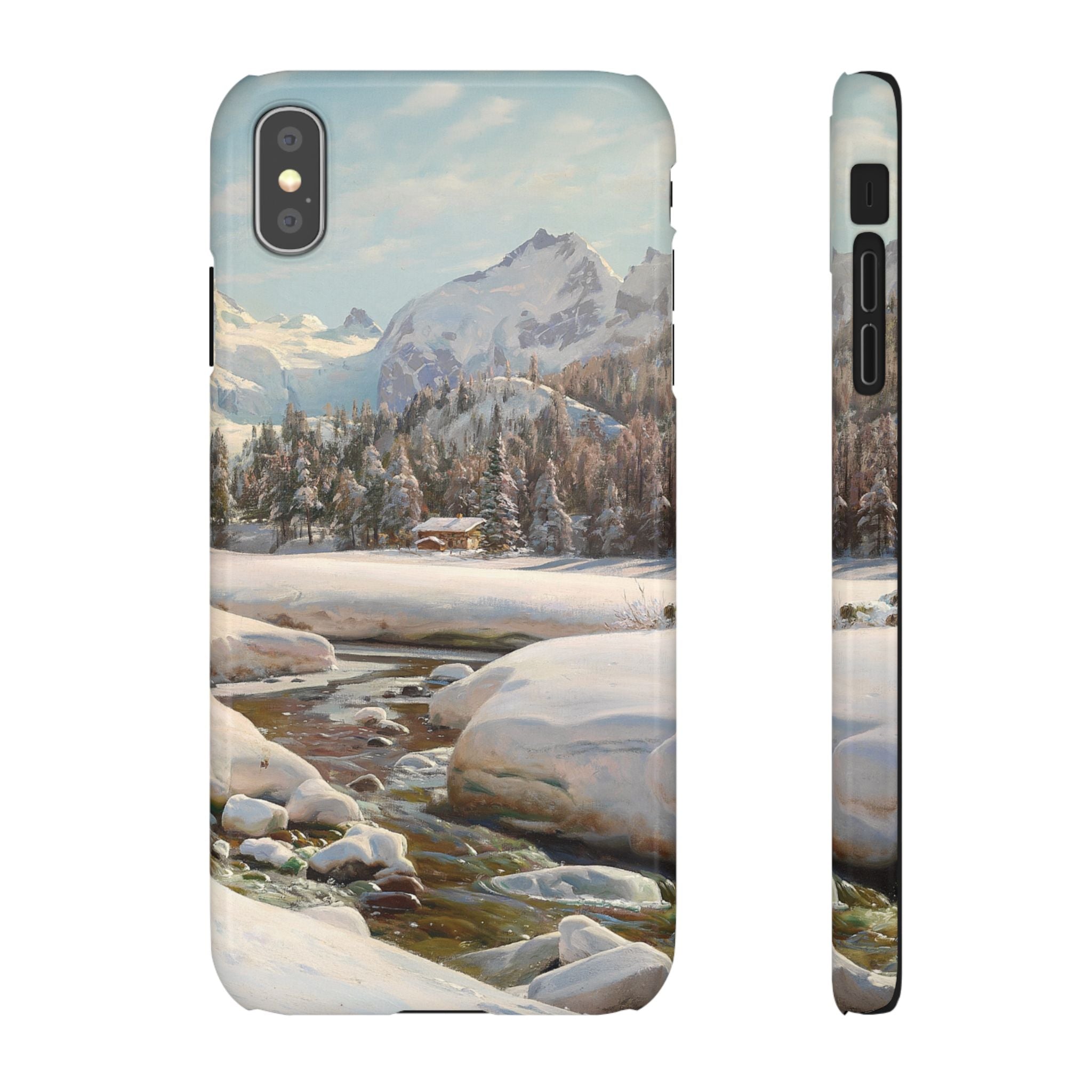 Winter landscape in Switzerland near Engadin by Peder Mork Monsted - iPhone Slim Case