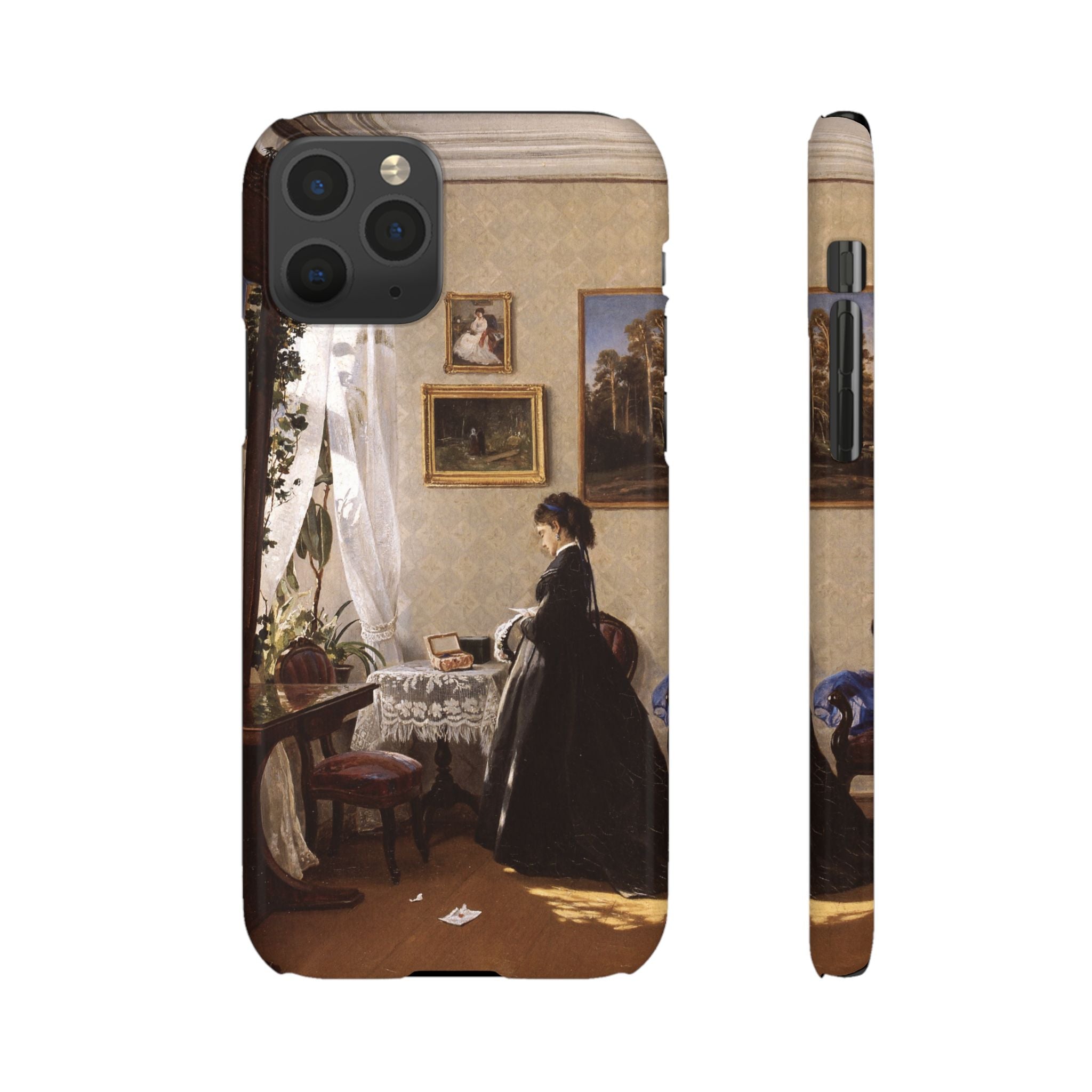 In front of the mirror by Ivan Ivanovich Shishkin - iPhone Slim Case