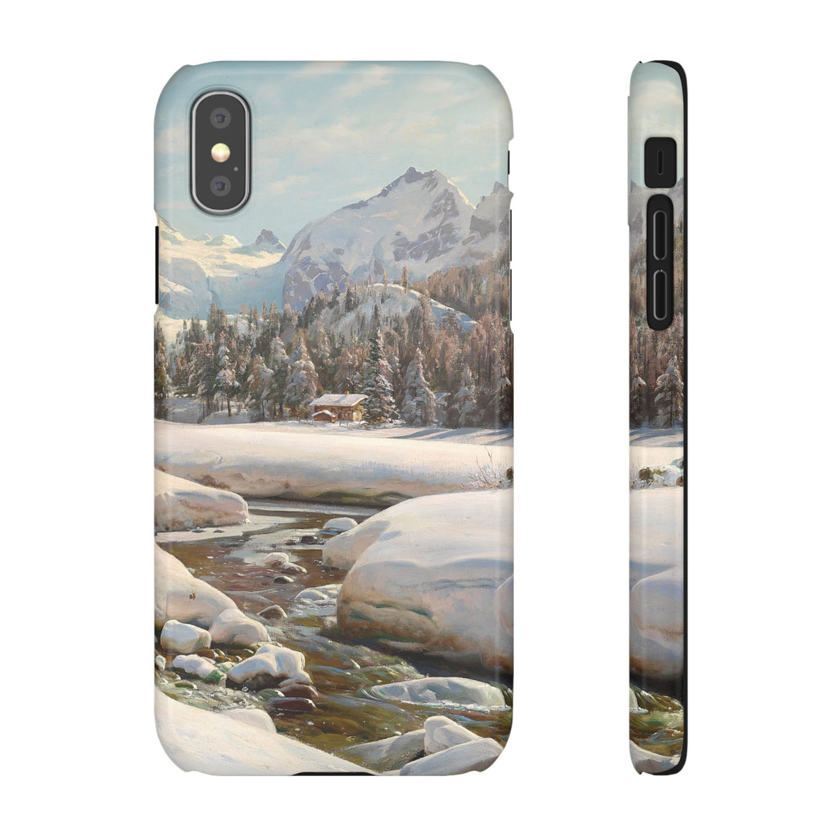 Winter landscape in Switzerland near Engadin by Peder Mork Monsted - iPhone Slim Case