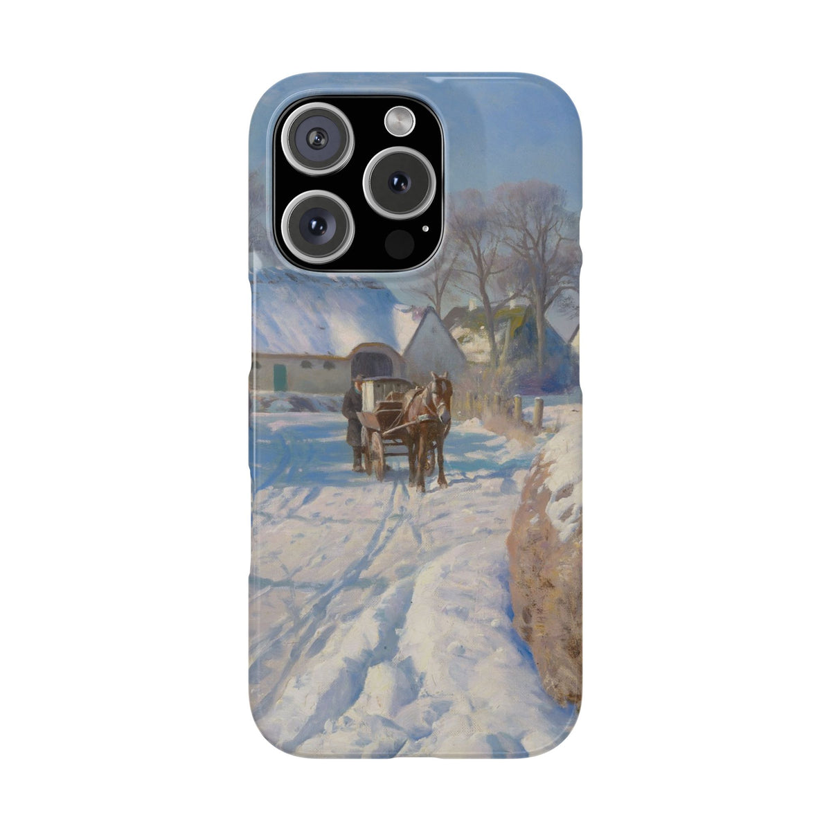 A village in the snow by Peder Mork Monsted - iPhone Slim Case