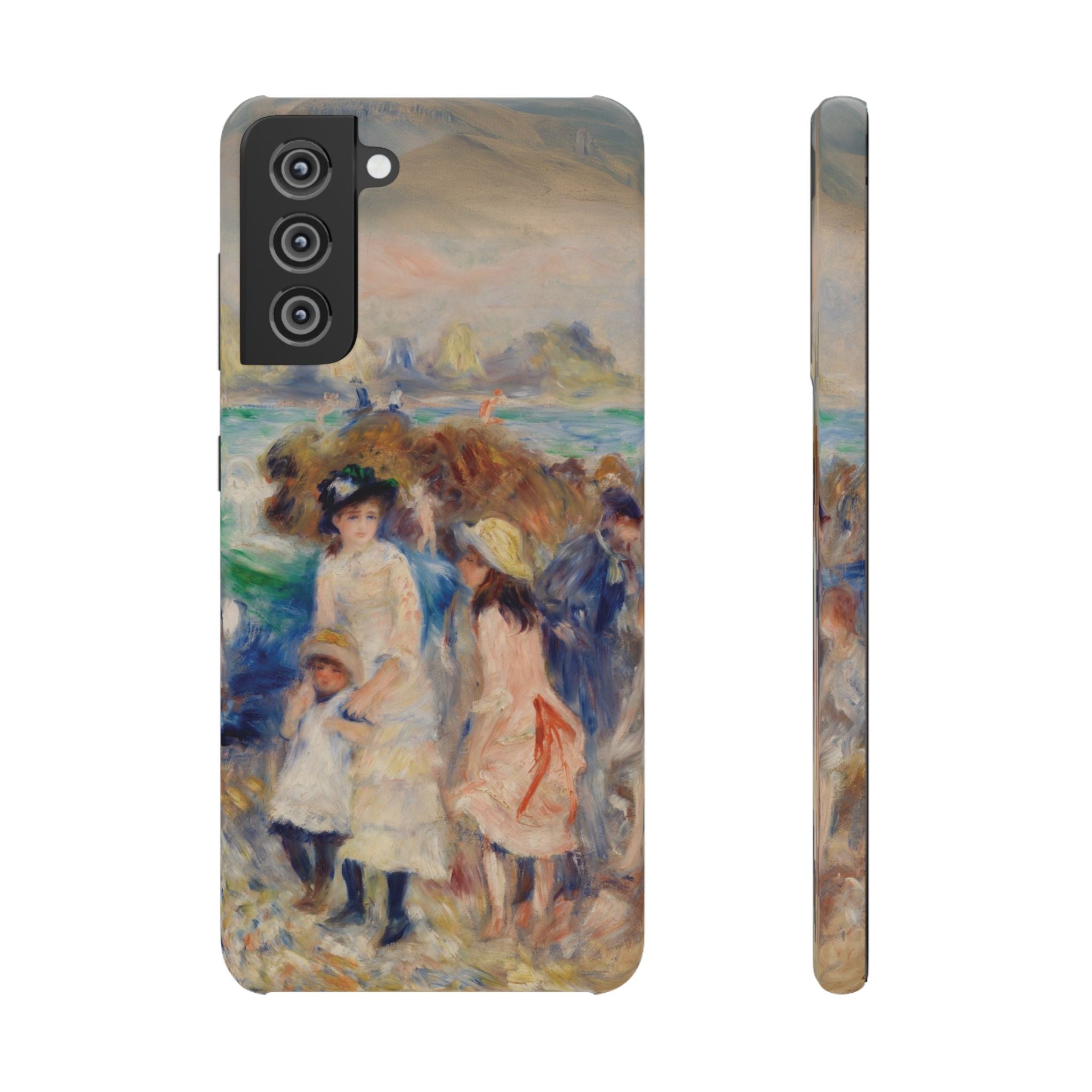 Children at the Beach at Guernsey by Pierre Auguste Renoir - Samsung Slim Case