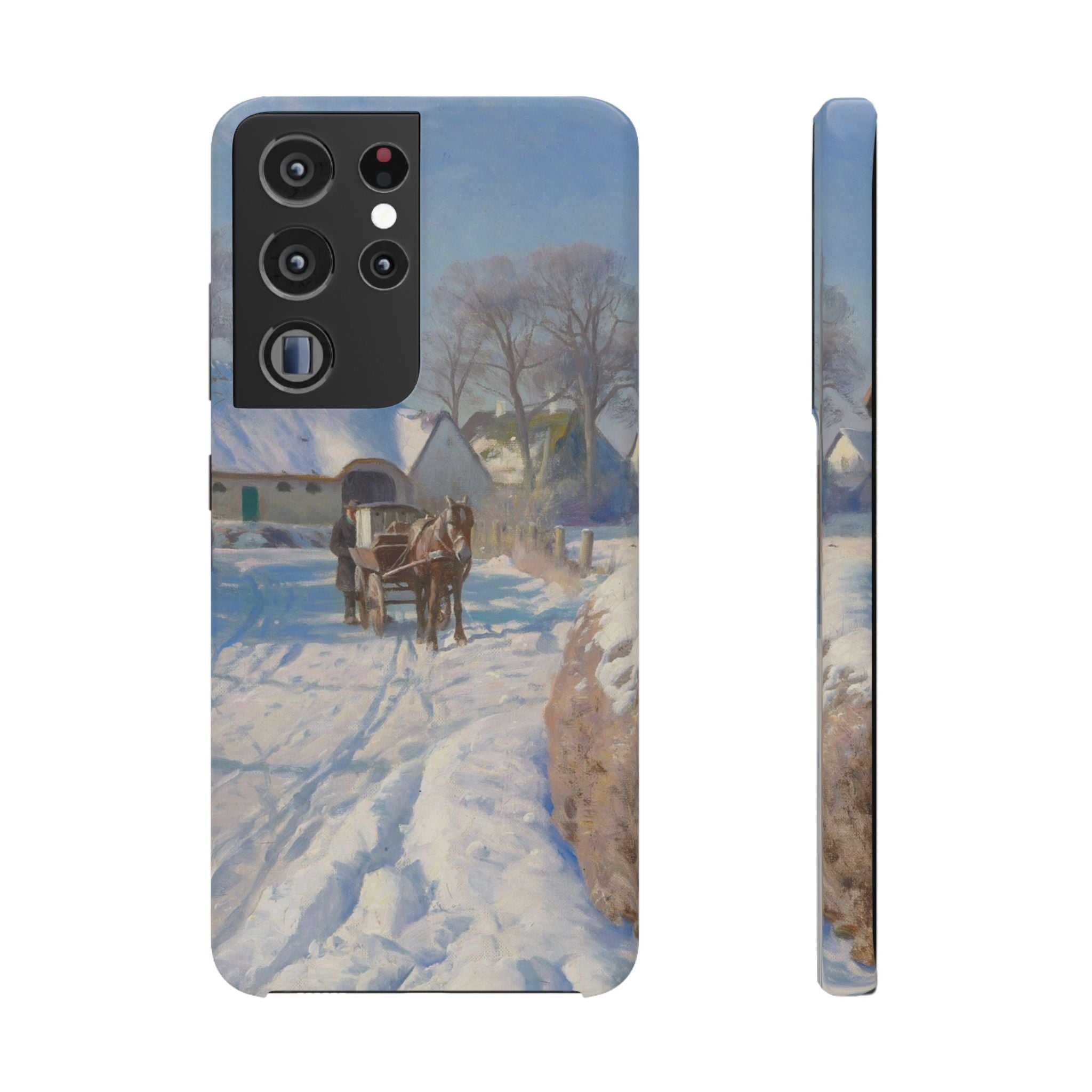 A village in the snow by Peder Mork Monsted - Samsung Slim Case