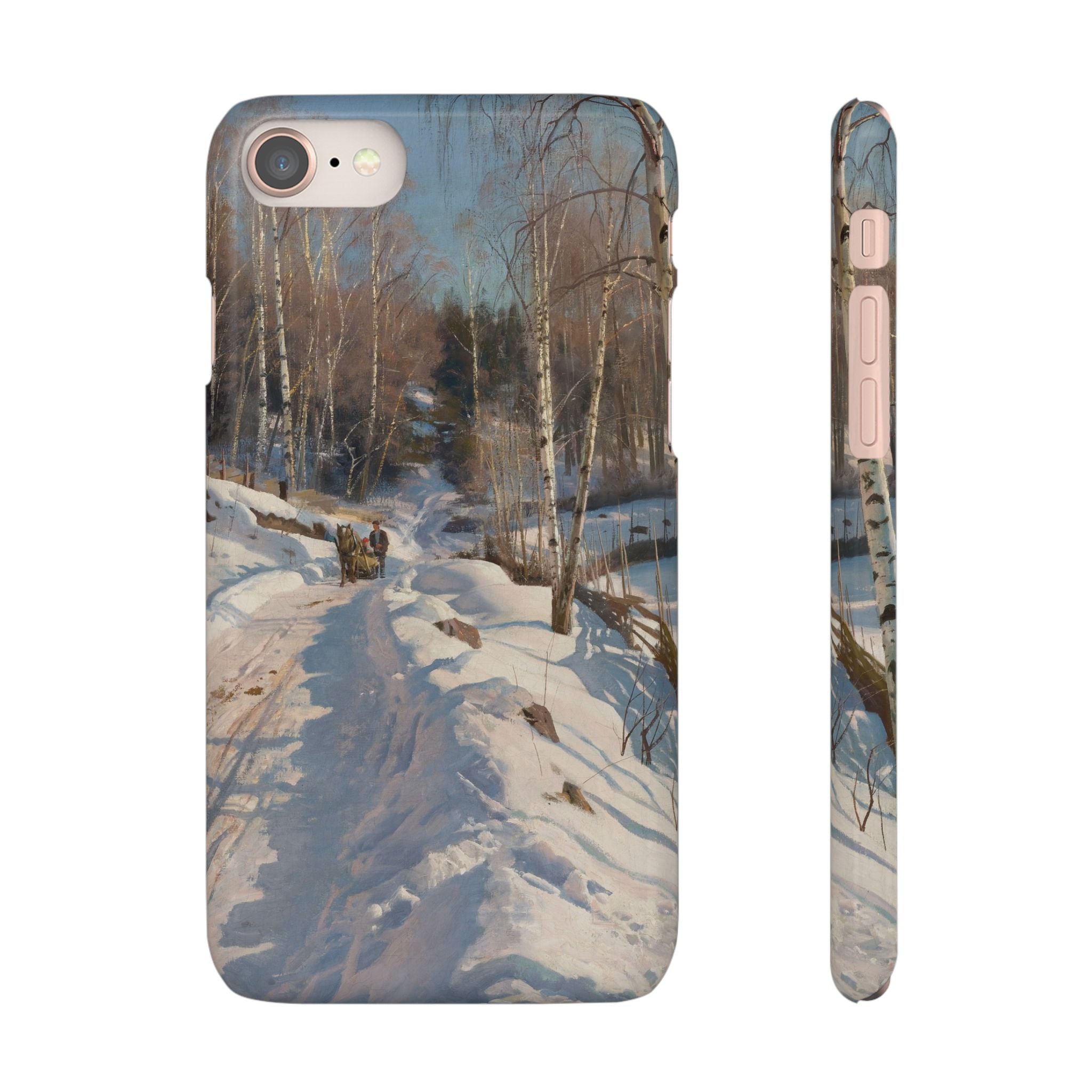 Sleigh ride on a sunny winter day by Peder Mork Monsted - iPhone Slim Case