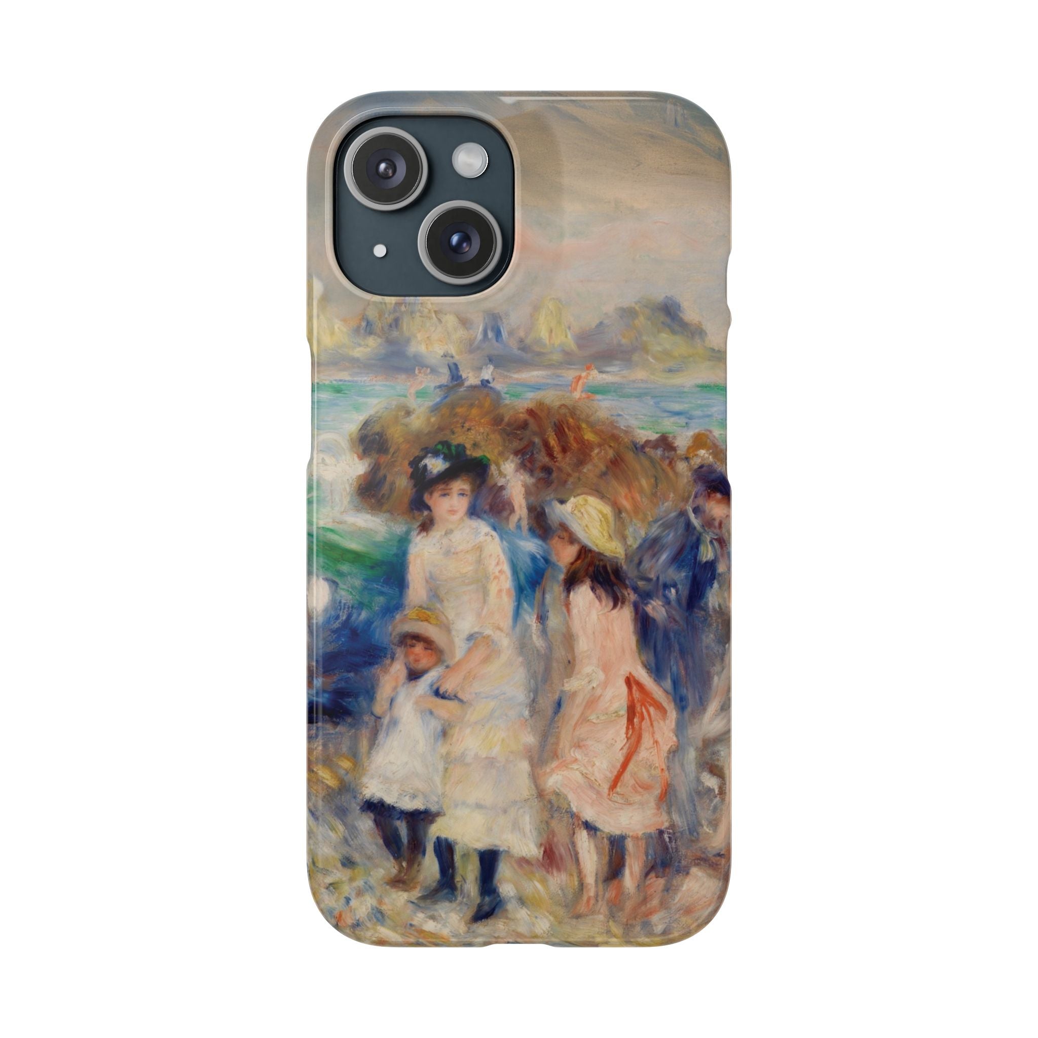 Children at the Beach at Guernsey by Pierre Auguste Renoir - iPhone Slim Case