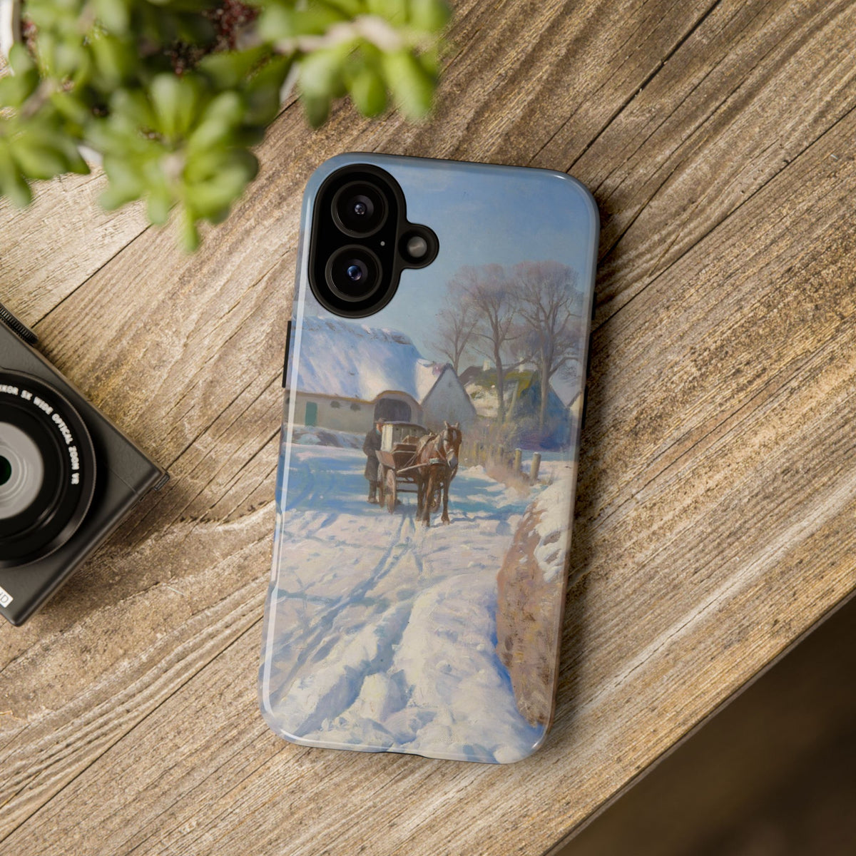 A village in the snow by Peder Mork Monsted - iPhone Tough Case
