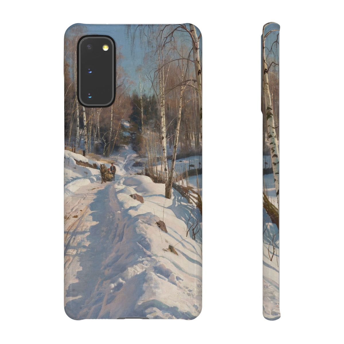 Sleigh ride on a sunny winter day by Peder Mork Monsted - Samsung Slim Case