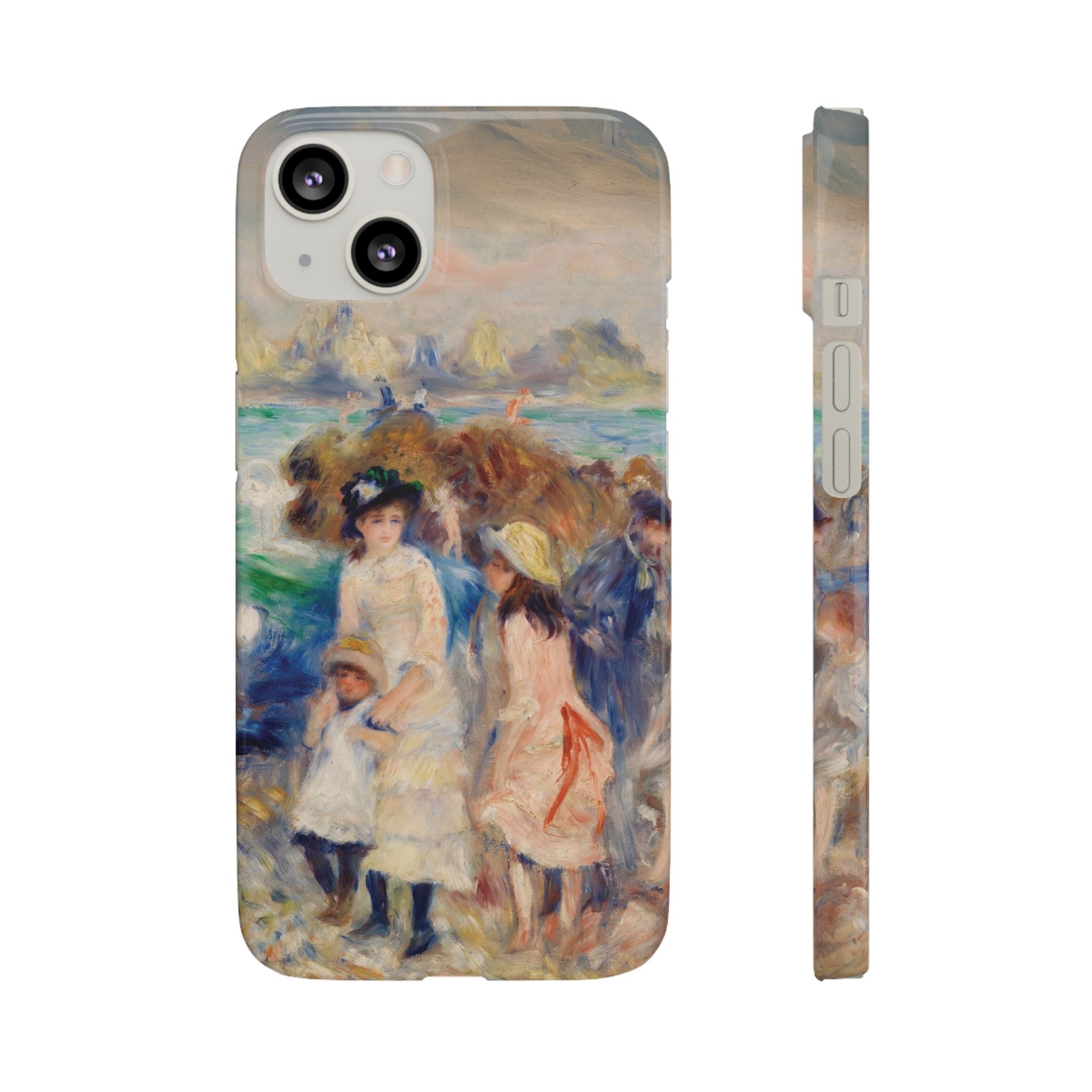 Children at the Beach at Guernsey by Pierre Auguste Renoir - iPhone Slim Case