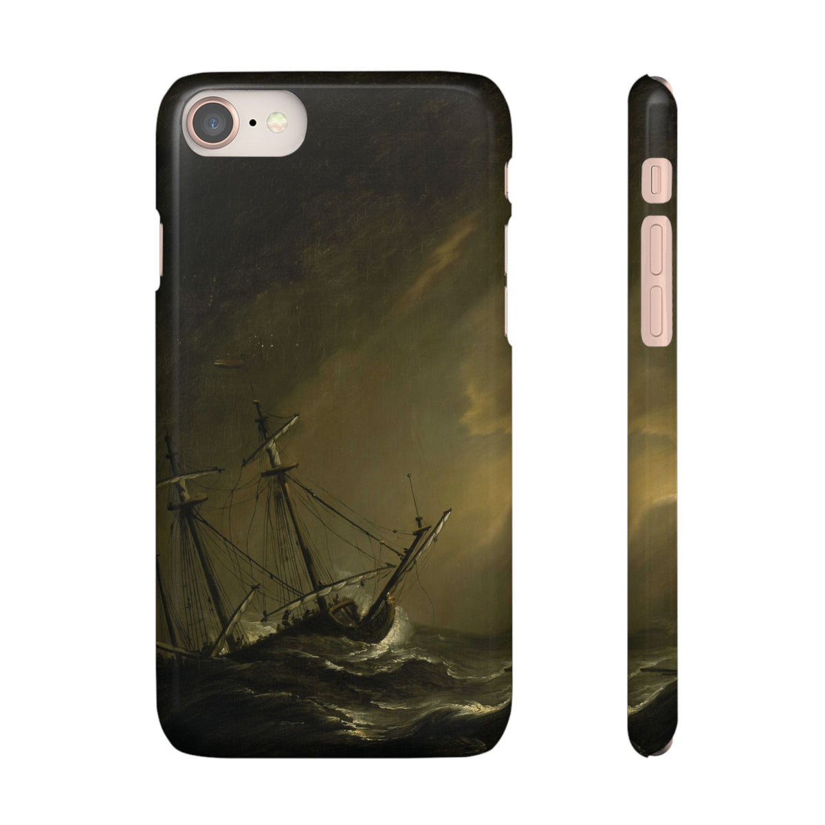 A Small Dutch Ship Riding out a Storm by Willem van de Velde - iPhone Slim Case