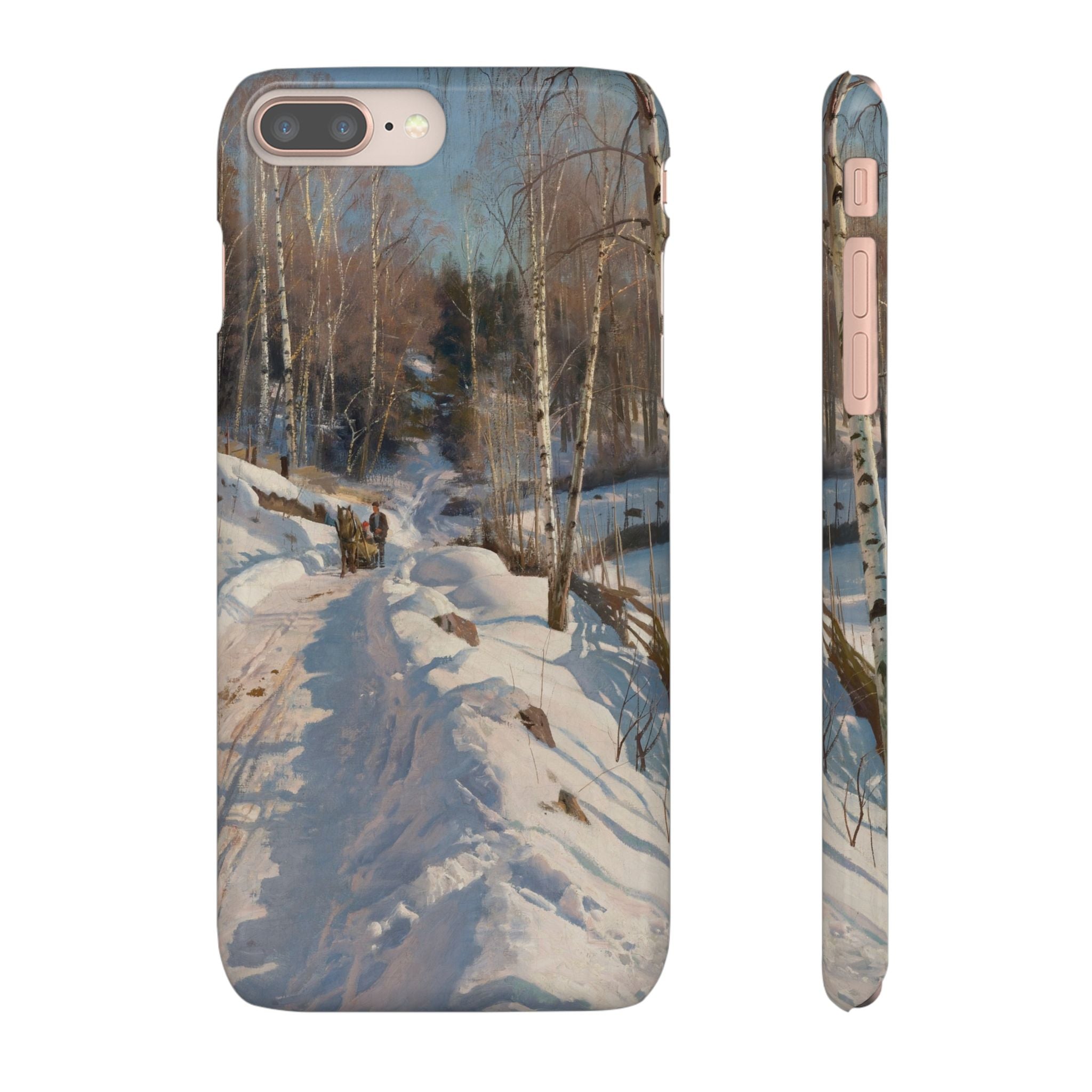Sleigh ride on a sunny winter day by Peder Mork Monsted - iPhone Slim Case