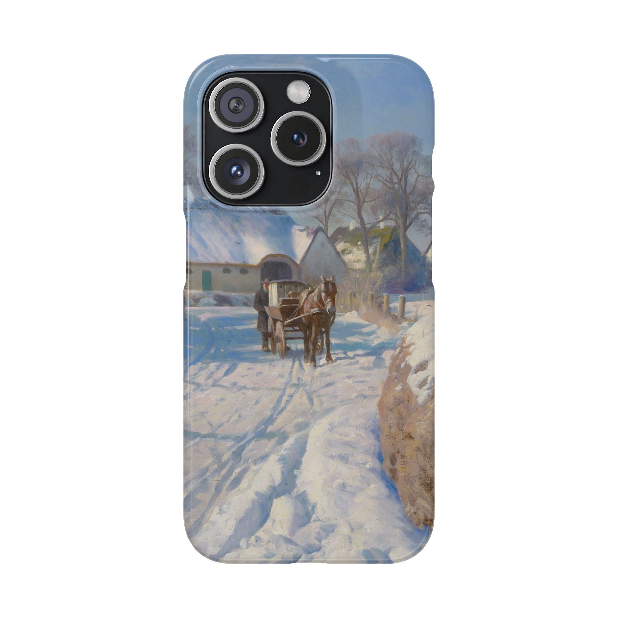 A village in the snow by Peder Mork Monsted - iPhone Slim Case