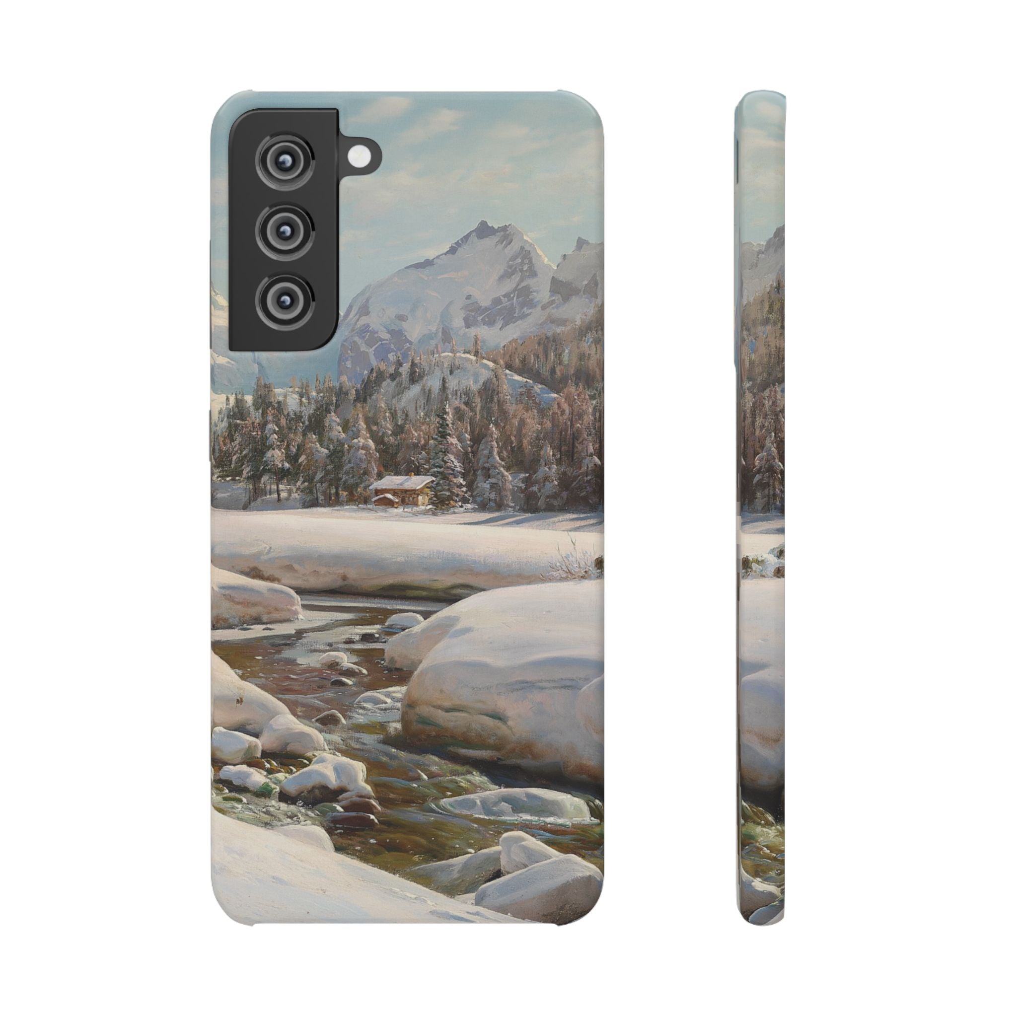 Winter landscape in Switzerland near Engadin by Peder Mork Monsted - Samsung Slim Case