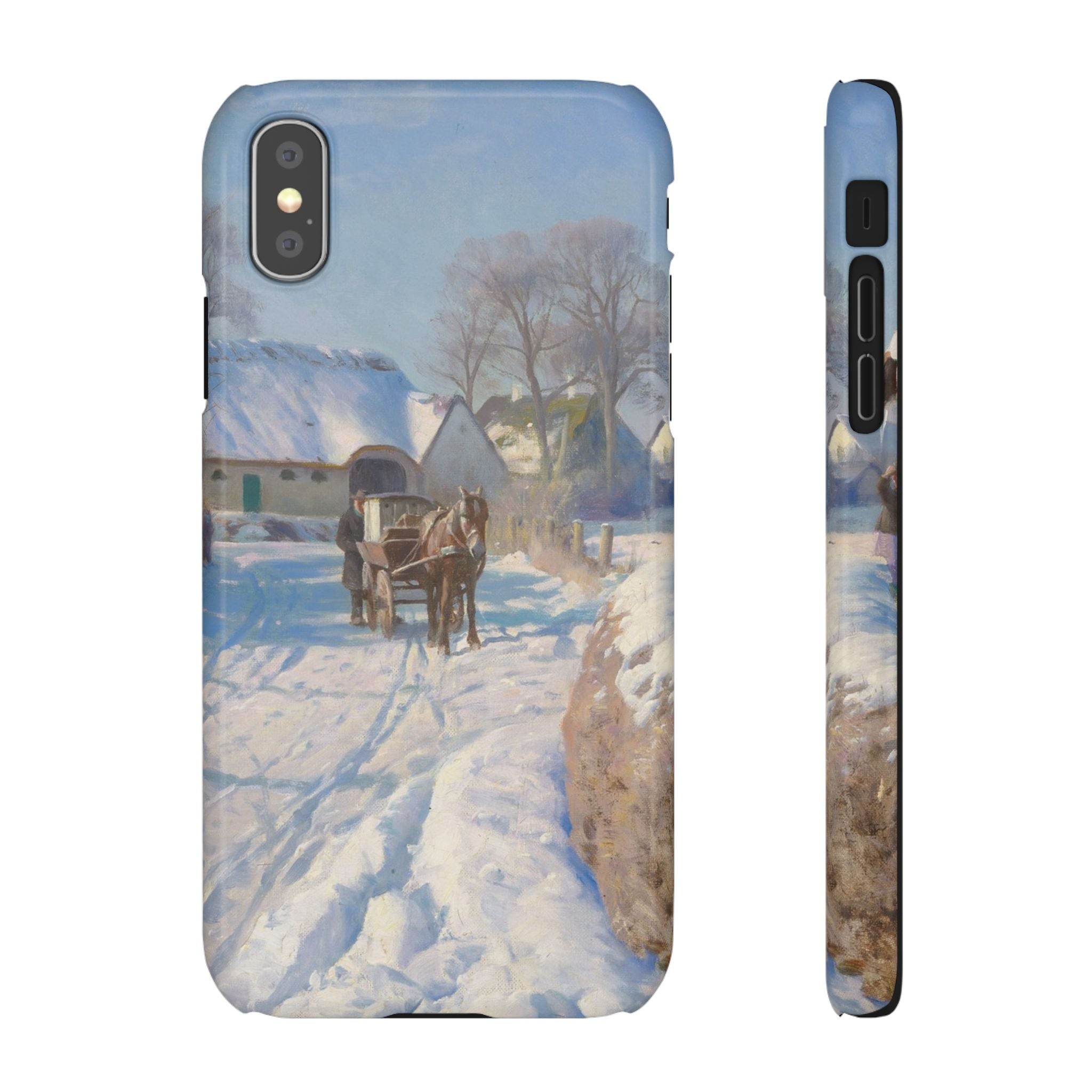 A village in the snow by Peder Mork Monsted - iPhone Slim Case