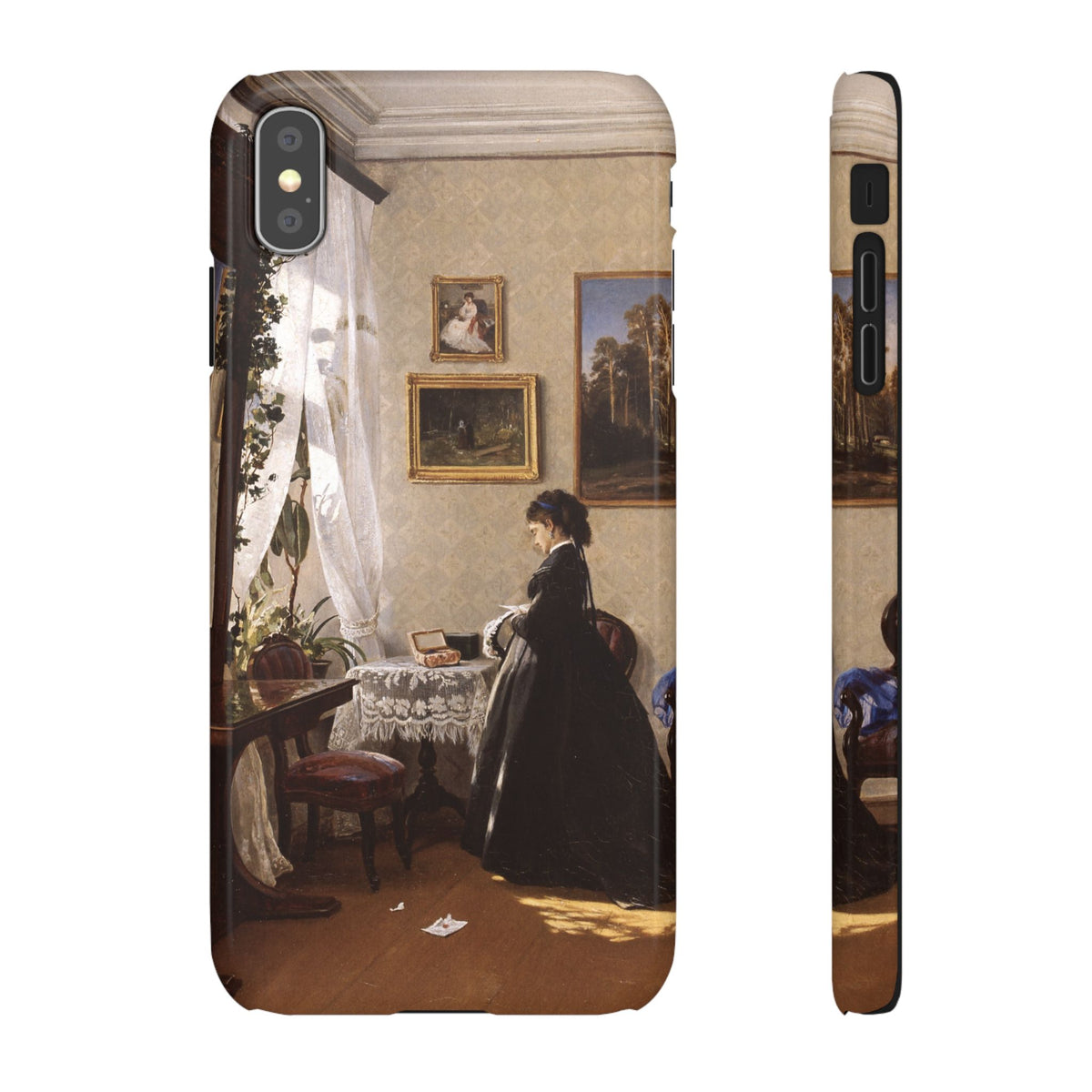 In front of the mirror by Ivan Ivanovich Shishkin - iPhone Slim Case