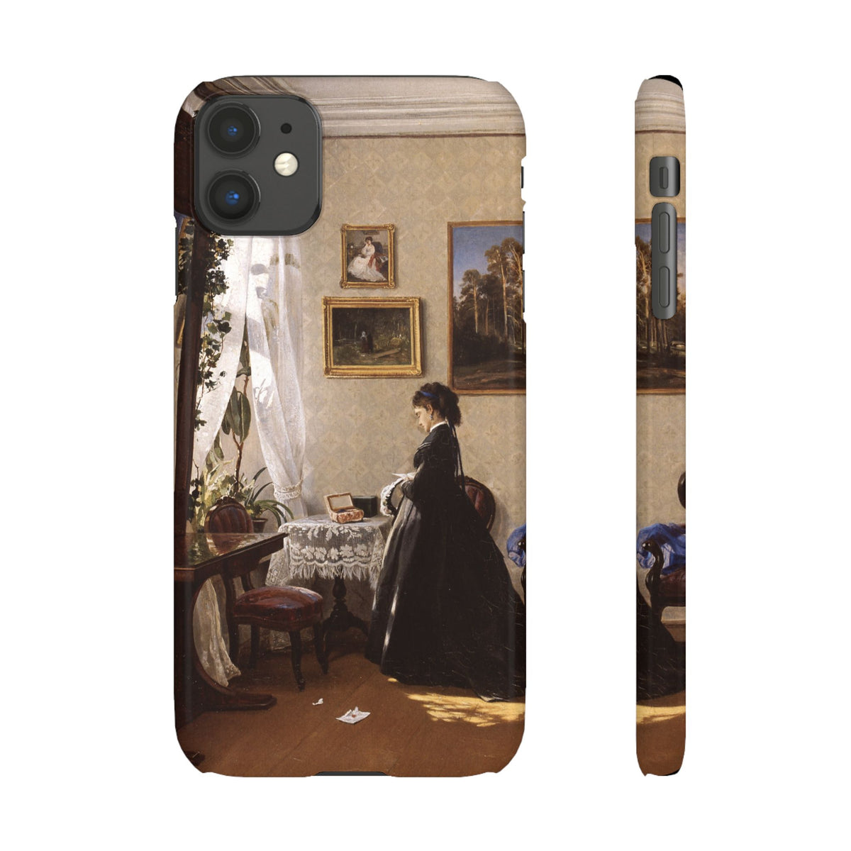 In front of the mirror by Ivan Ivanovich Shishkin - iPhone Slim Case