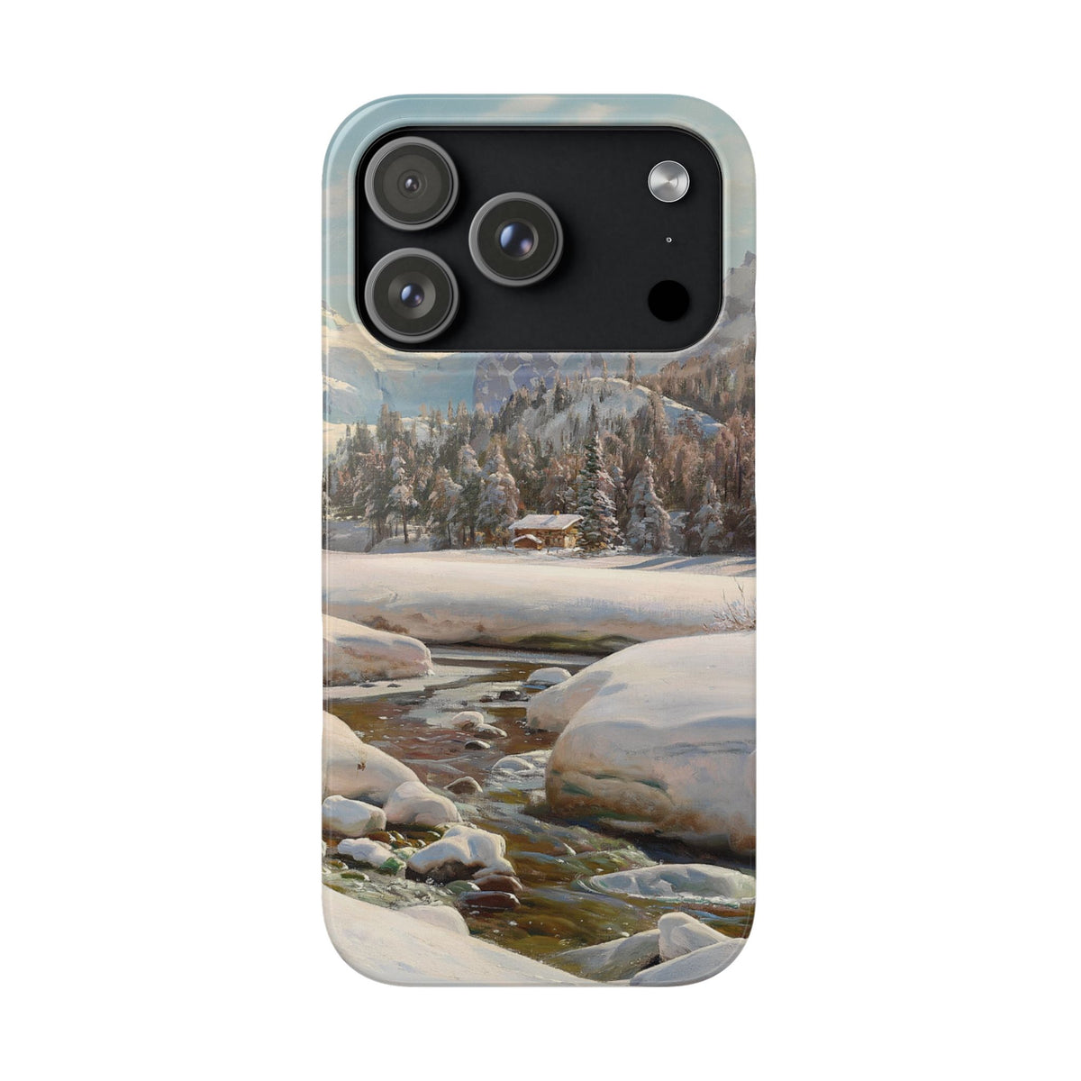 Winter landscape in Switzerland near Engadin by Peder Mork Monsted - iPhone Slim Case