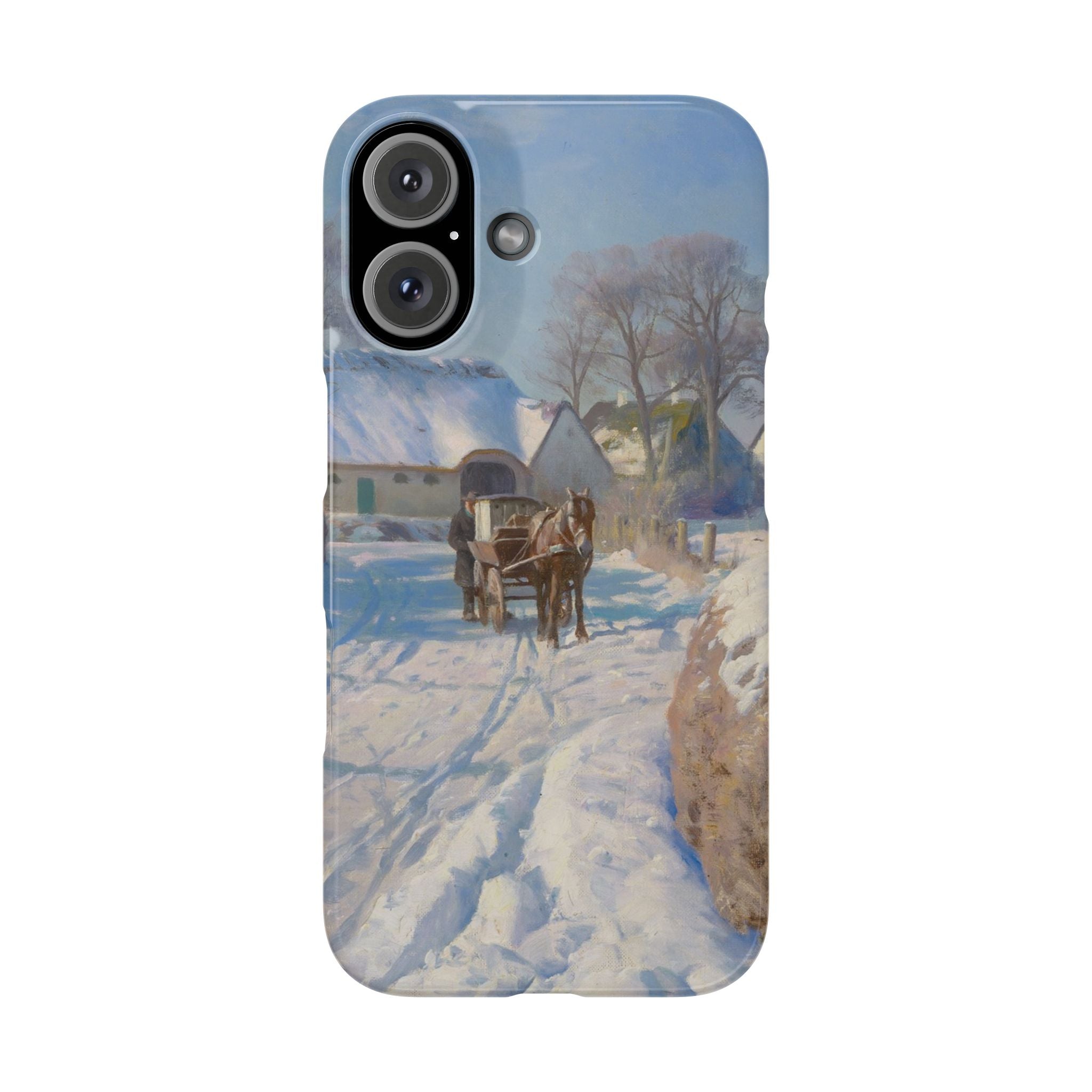 A village in the snow by Peder Mork Monsted - iPhone Slim Case