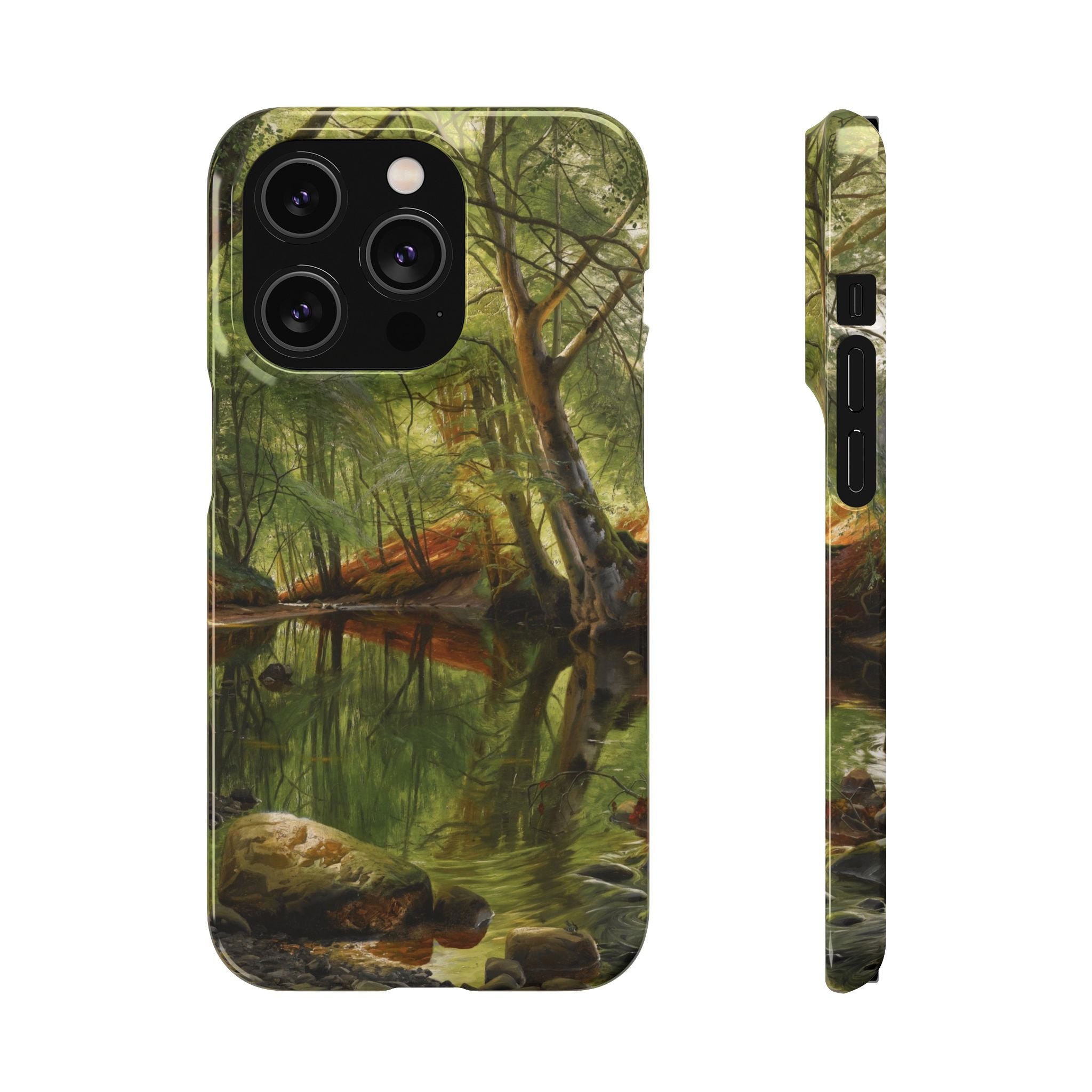 A woodland stream by Peder Mork Monsted - iPhone Slim Case