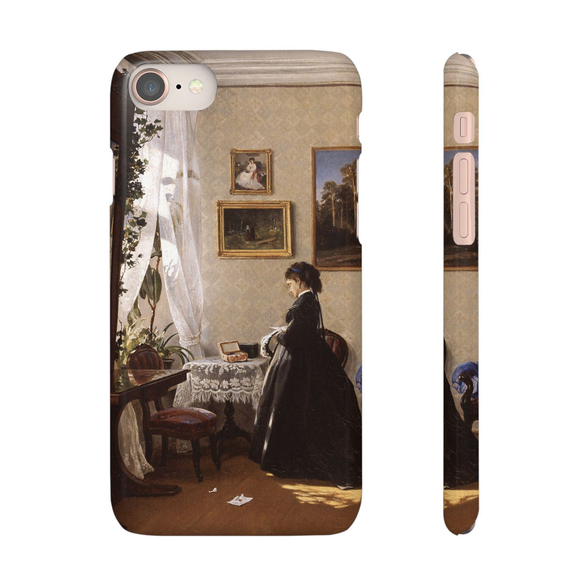 In front of the mirror by Ivan Ivanovich Shishkin - iPhone Slim Case