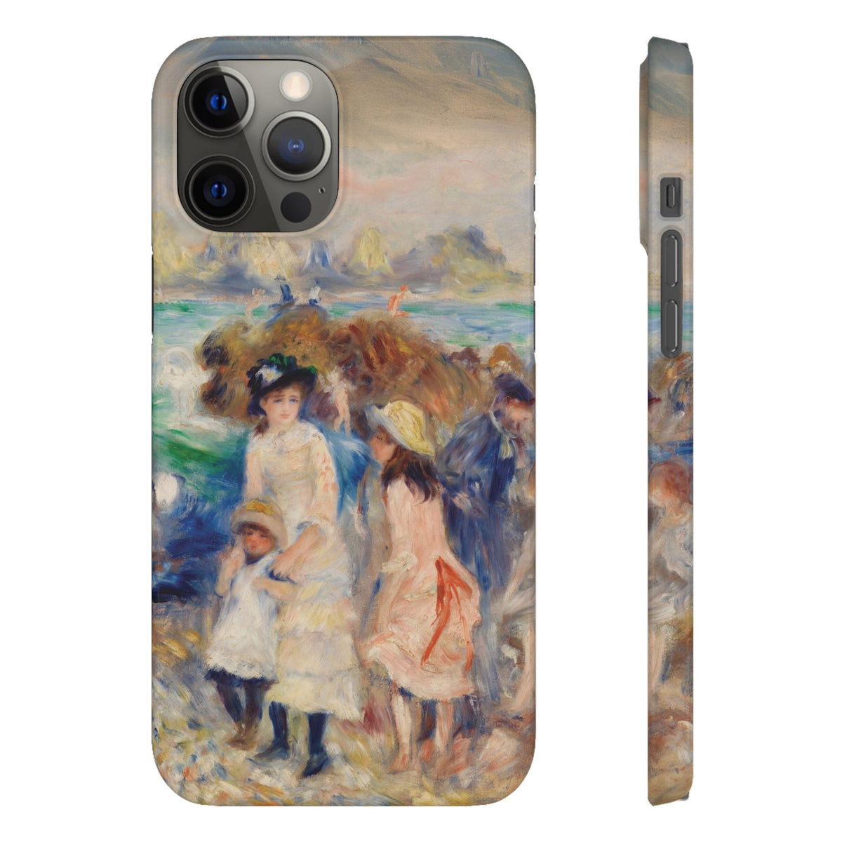 Children at the Beach at Guernsey by Pierre Auguste Renoir - iPhone Slim Case