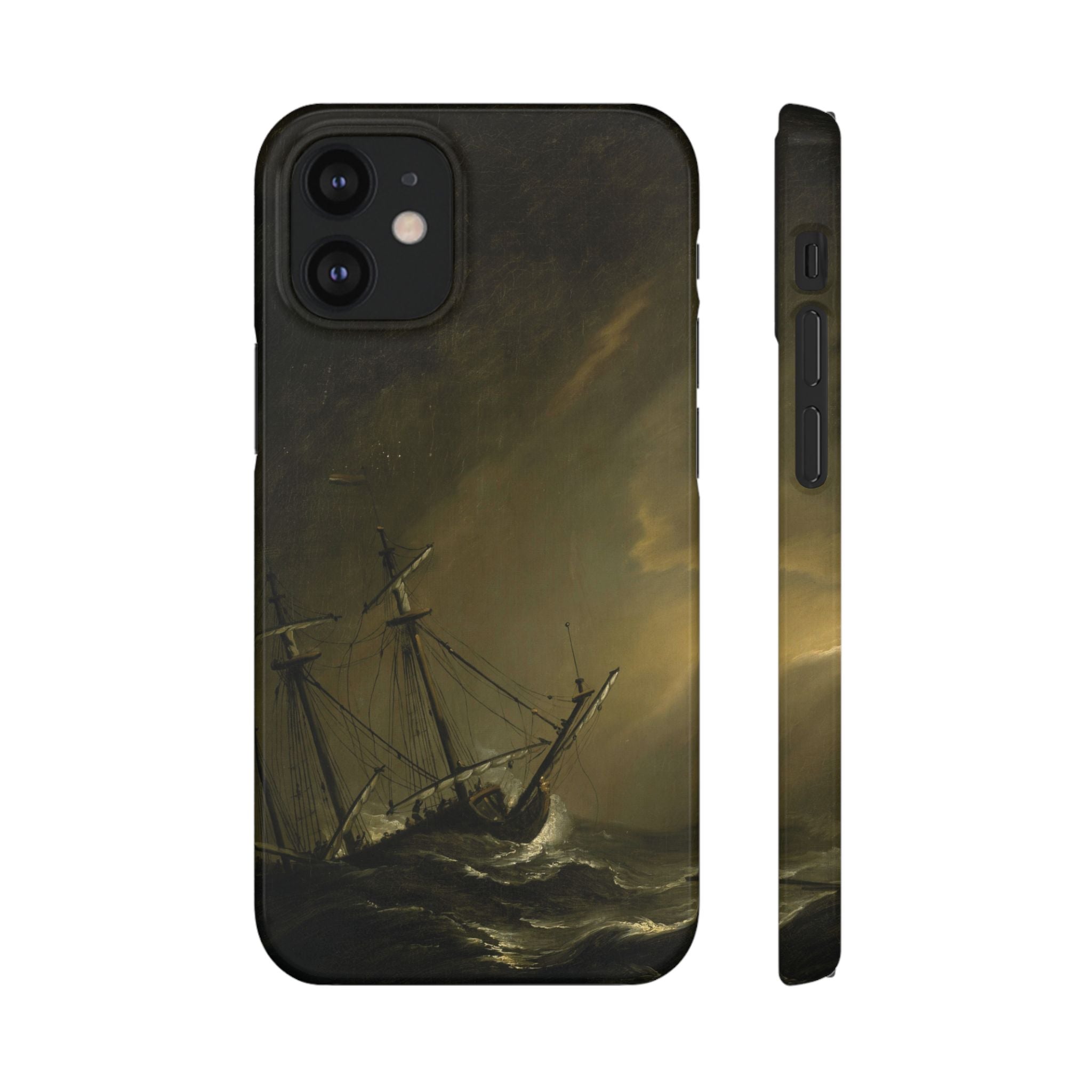 A Small Dutch Ship Riding out a Storm by Willem van de Velde - iPhone Slim Case